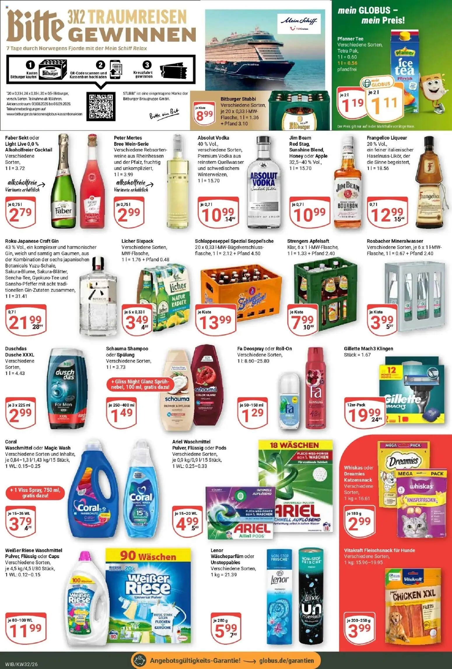 Globus Prospekt Wiesbaden-Nordenstadt (ab 03.08.2026) » Angebote online | Seite: 7 | Produkte: Jim beam, Schauma shampoo, Ariel, Spülung