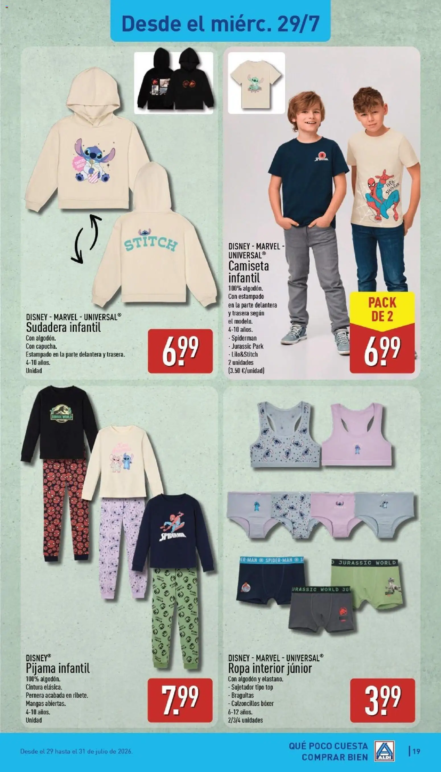 Aldi folleto Canarias │ válido desde el 27/07/2026 | Página: 19 | Productos: Sudadera, Pijama, Ropa, Pijama infantil