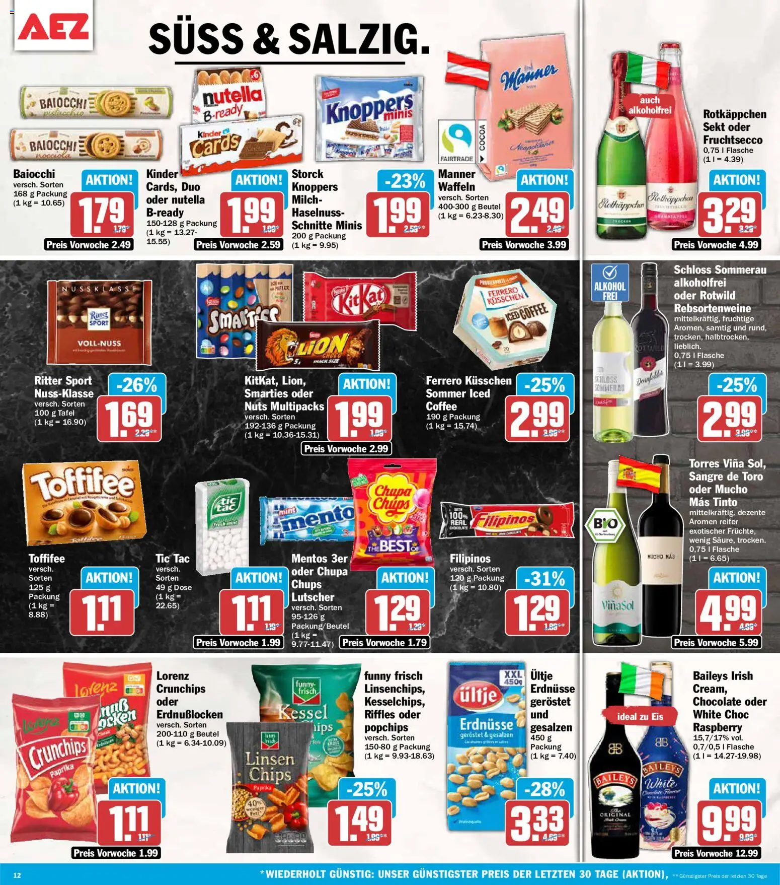 AEZ Prospekt – gültig ab 13.07.2026 | Seite: 12 | Produkte: Erdnüsse, Funny frisch, Fruchtsecco, Knoppers