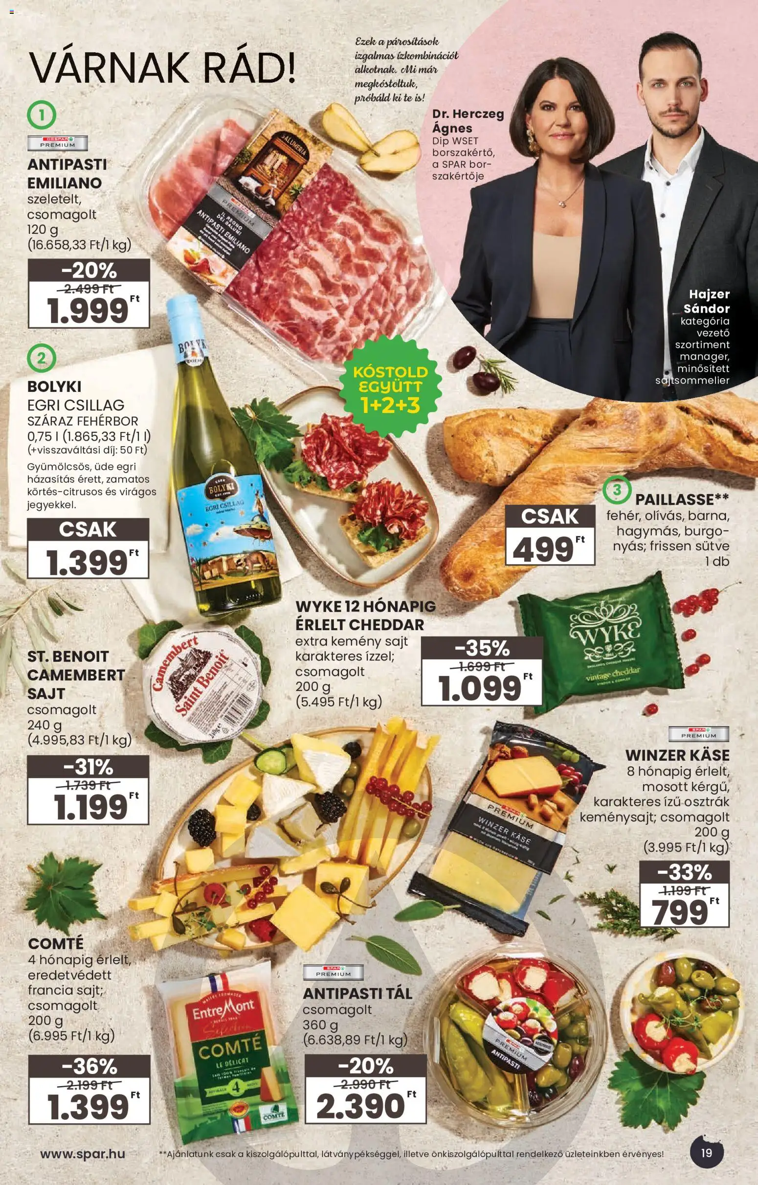 Spar akciós ujság - amely érvényes a következő dátumtól: 2026.09.02. | Oldal: 19 | Termékek: Lé, Kemény sajt, Bor, Cheddar
