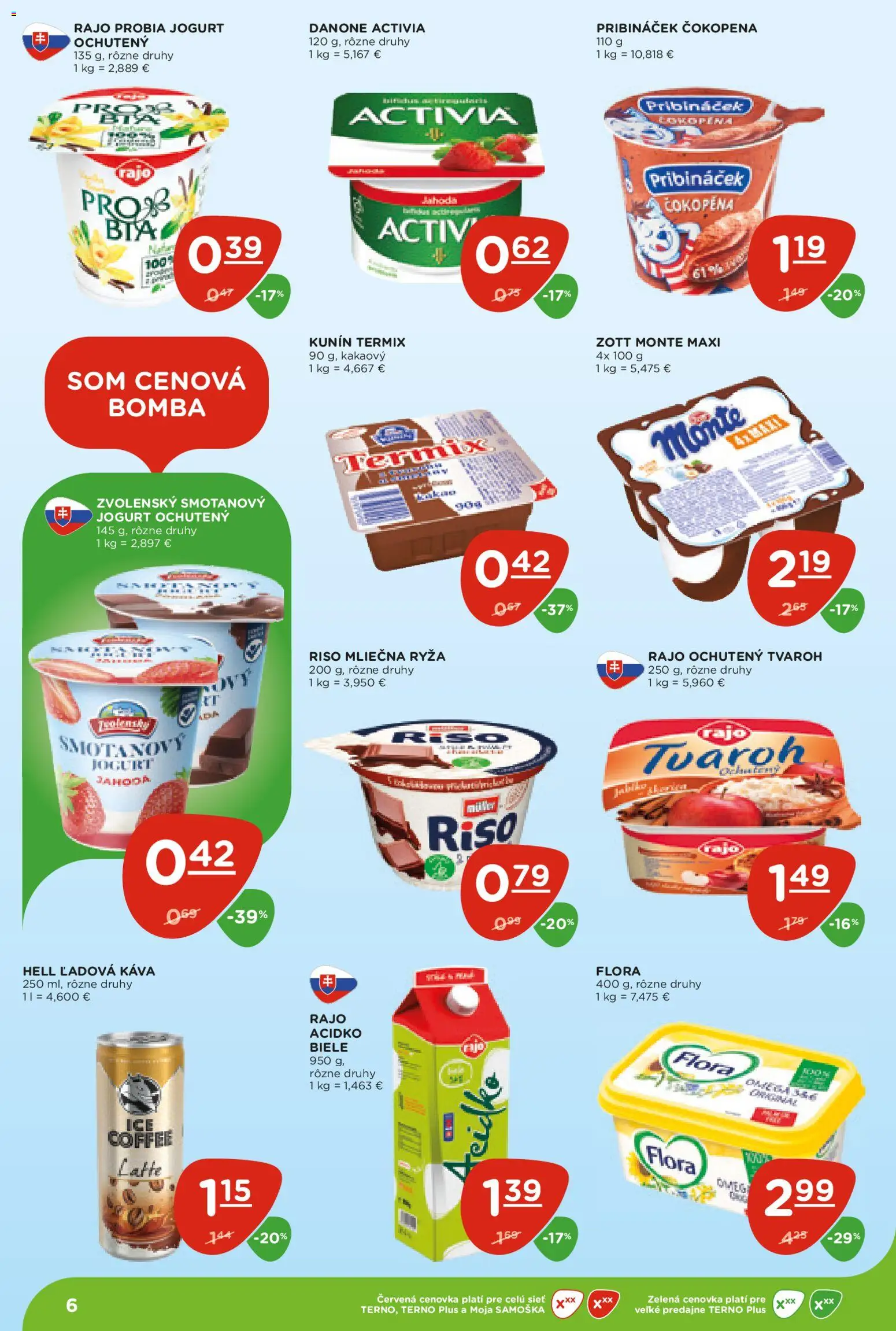 Nové Terno akcie – leták je platný od 07.05.2026 | Strana: 6 | Produkty: Jogurt, Ryža, Tvaroh, Flora