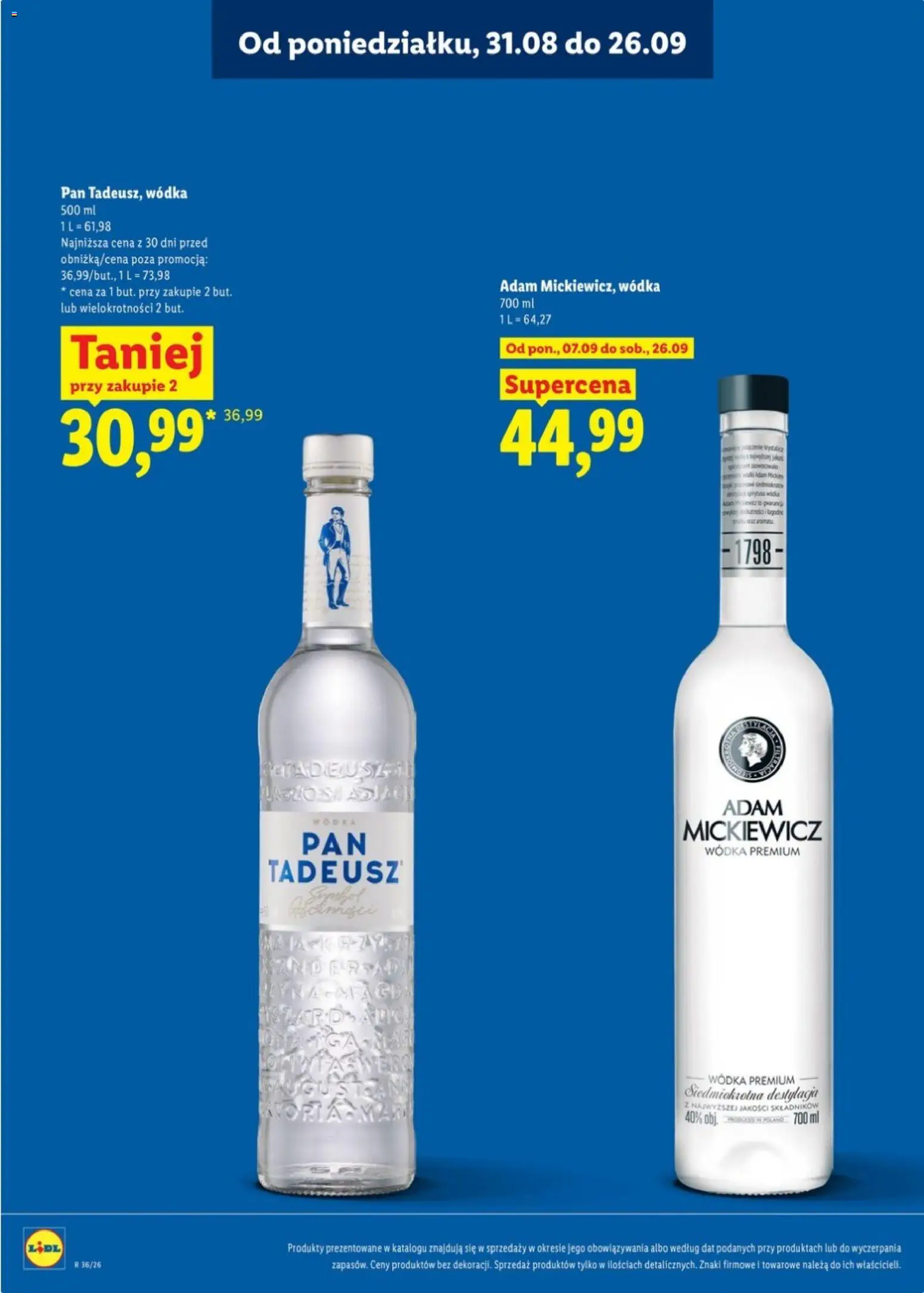 Lidl Katalog alkoholi mocnych od 31.08.2026 | Strona: 8 | Produkty: Wódka Mickiewicz, Vodka, Wódka
