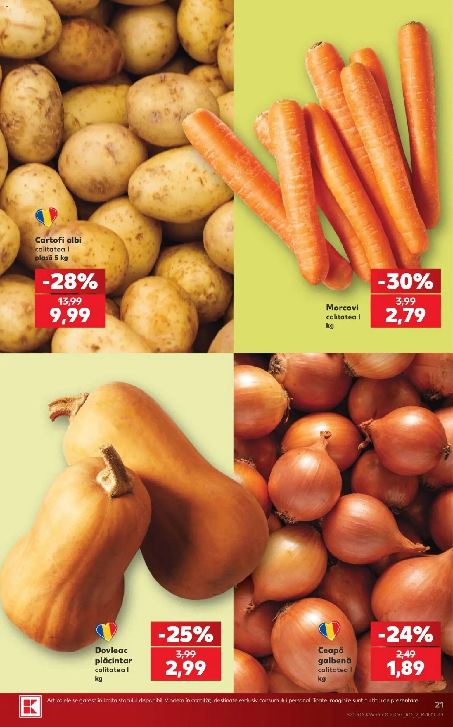 Noul catalog Kaufland – valabil de la 26.08.2026 | Pagină: 21 | Produse: Dovleac, Morcovi, Cartofi, Ceapă