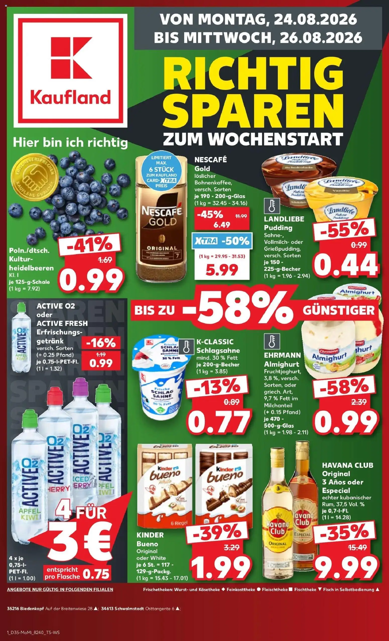 Kaufland Prospekt Biedenkopf – gültig ab 24.08.2026 | Seite: 1 | Produkte: Havana club, Äpfel, Pudding, Fisch