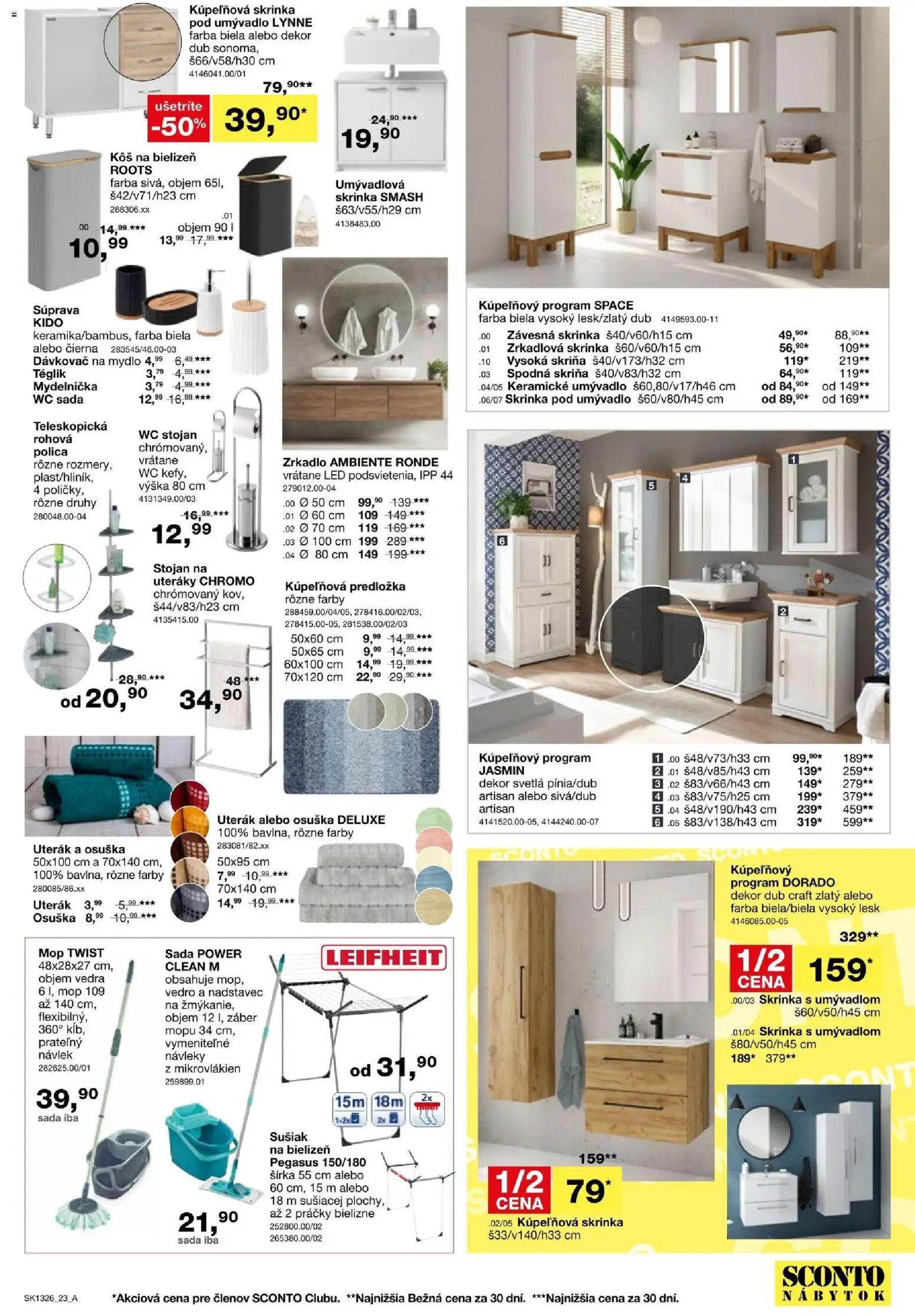 Nové Sconto nábytok akcie – leták je platný od 14.10.2026 | Strana: 23 | Produkty: Nábytok, Skriňa, Skrinka pod umývadlo, Zrkadlo