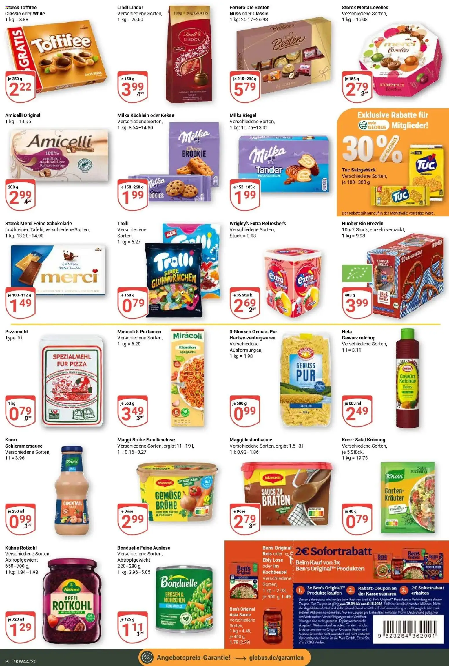 Globus Prospekt Plattling (ab 26.10.2026) » Angebote online | Seite: 13 | Produkte: Merci, Milka, Pizza, Lindt