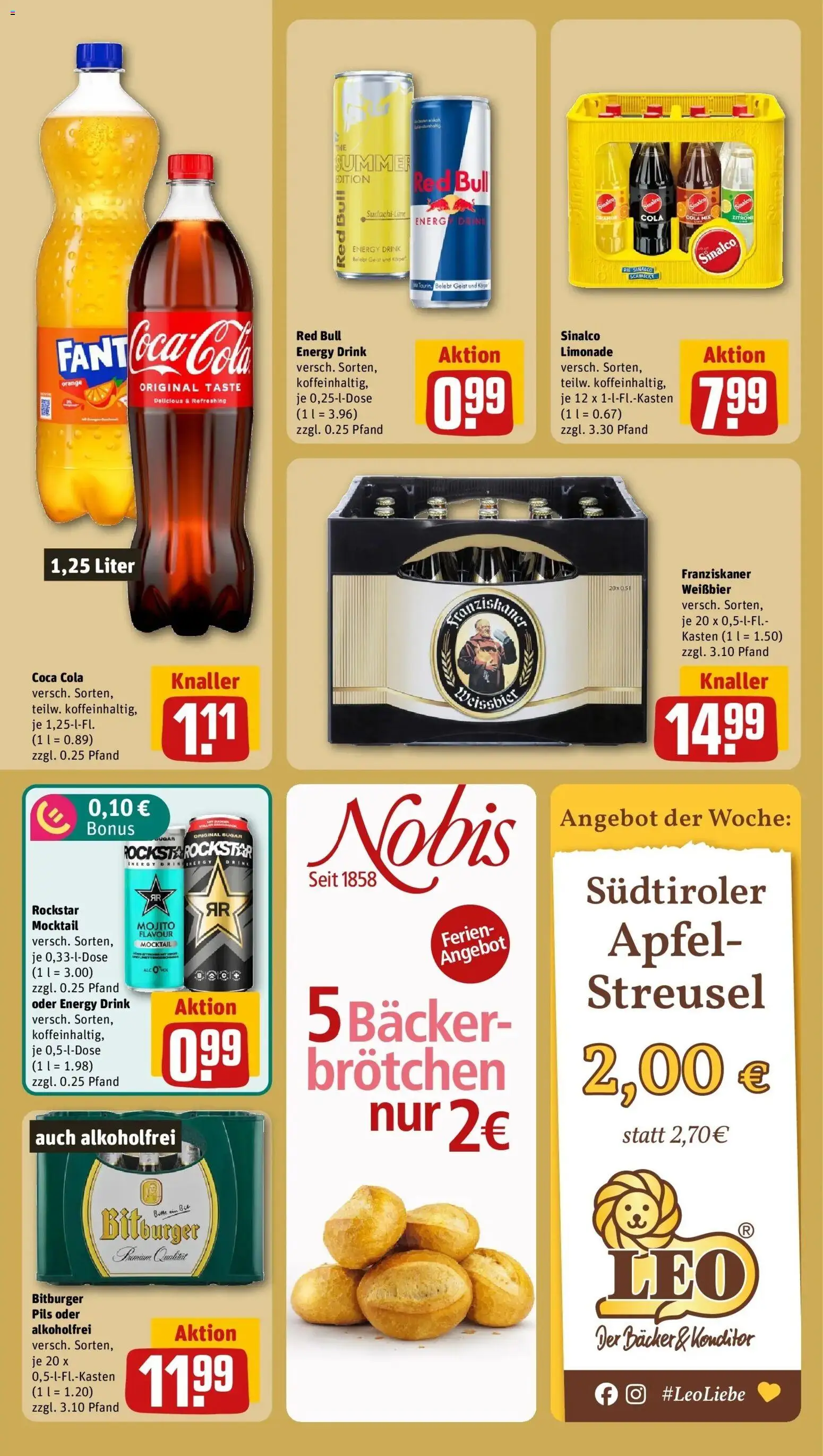 REWE Prospekt ab 03.08.2026 zum Blättern » Angebote | Seite: 14 | Produkte: Bitburger, Red bull, Rockstar, Äpfel