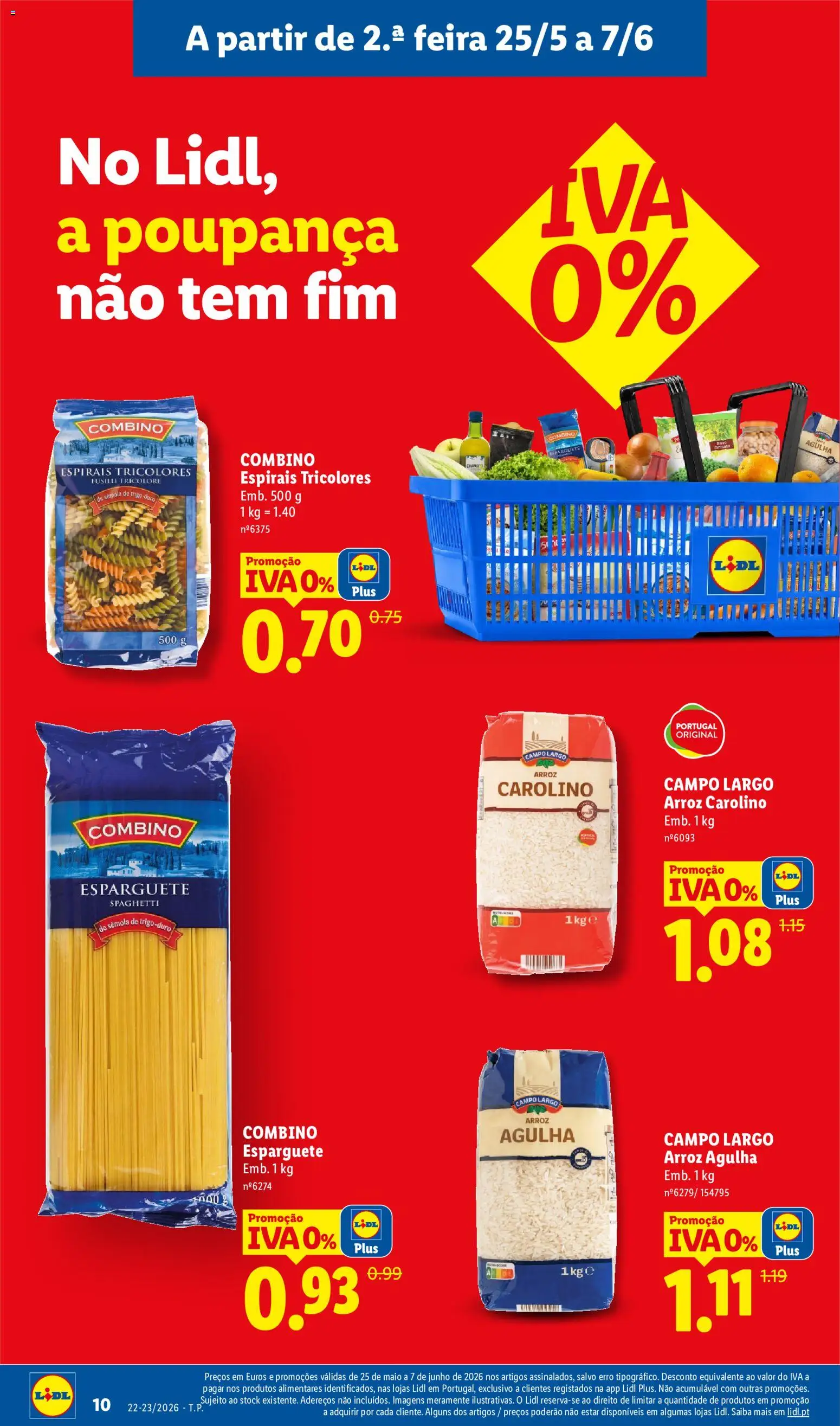 Lidl Folheto Especial Iva 0% │ válido de 25.05.2026 | Página: 10 | Produtos: Esparguete, Arroz