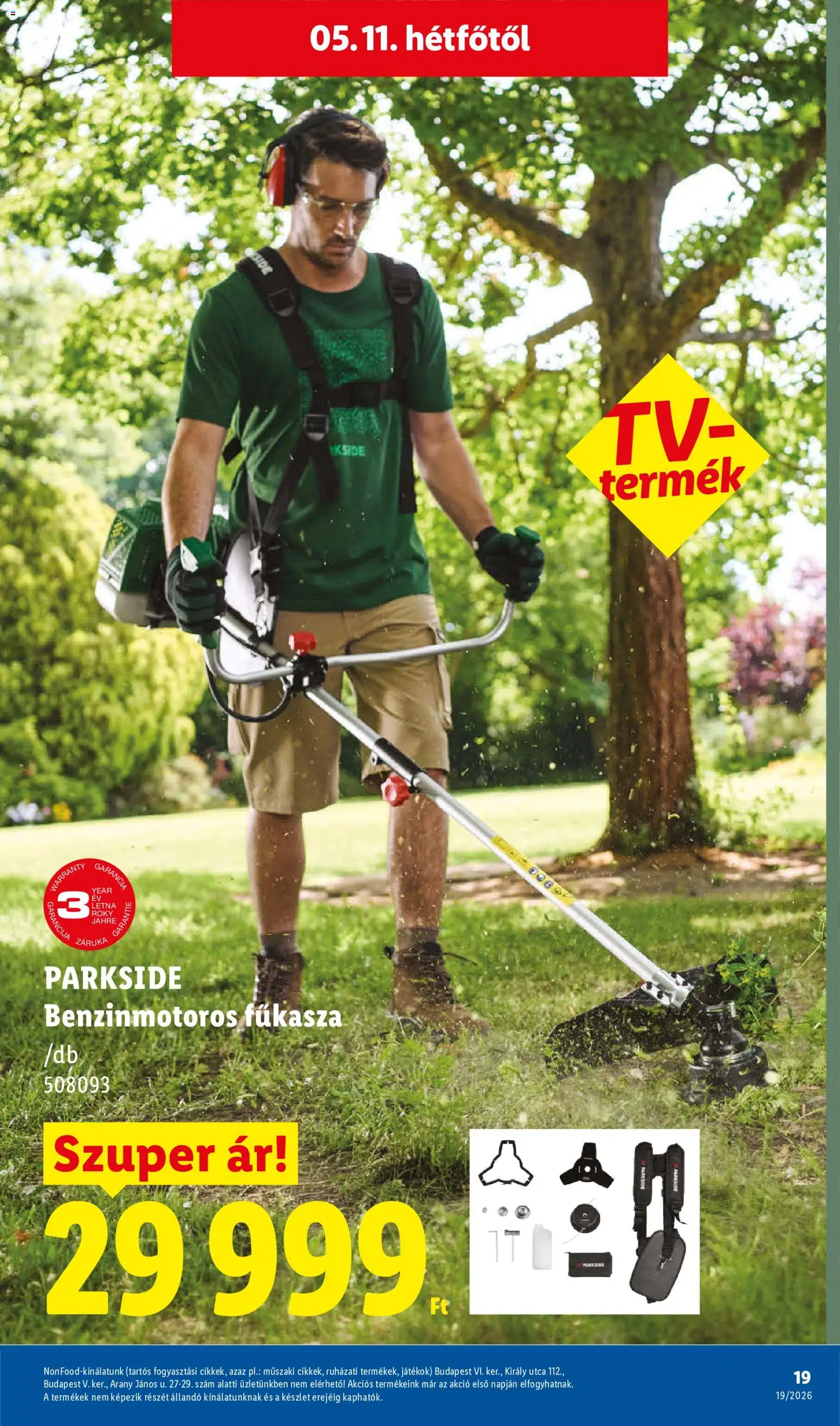 Lidl akciós ujság - amely érvényes a következő dátumtól: 07.05.2026 | Oldal: 19 | Termékek: Parkside, Játékok, Fűkasza