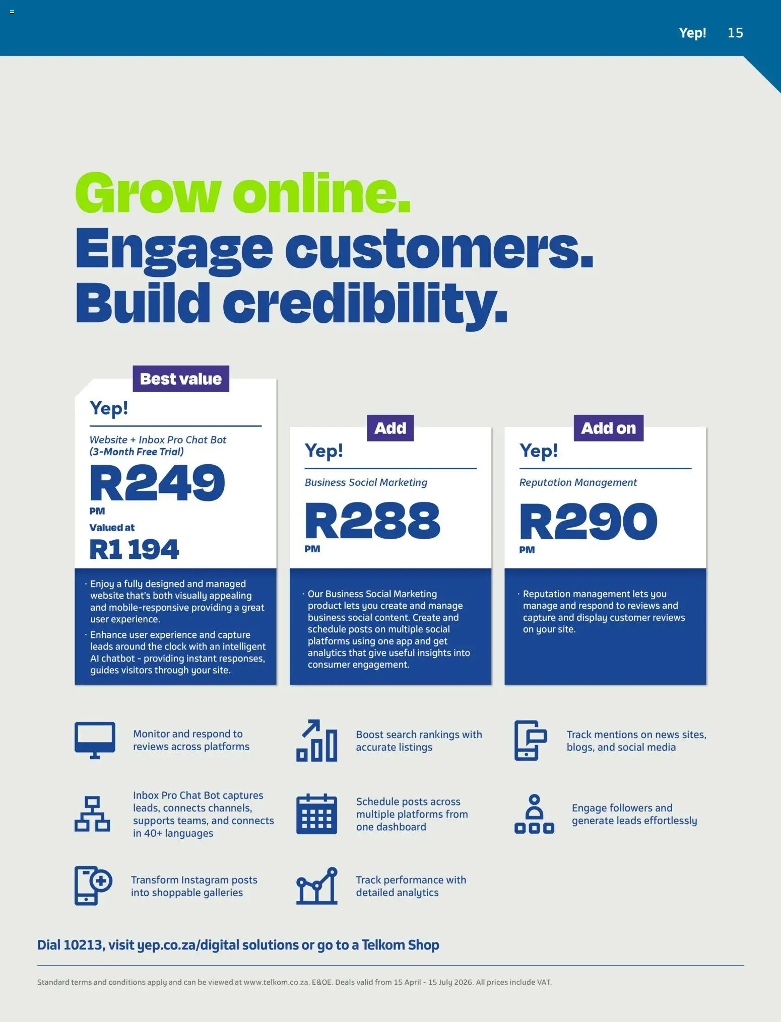 New Telkom catalogue – valid from 15.04.2026 | Page: 15 | Products: Monitor, Clock