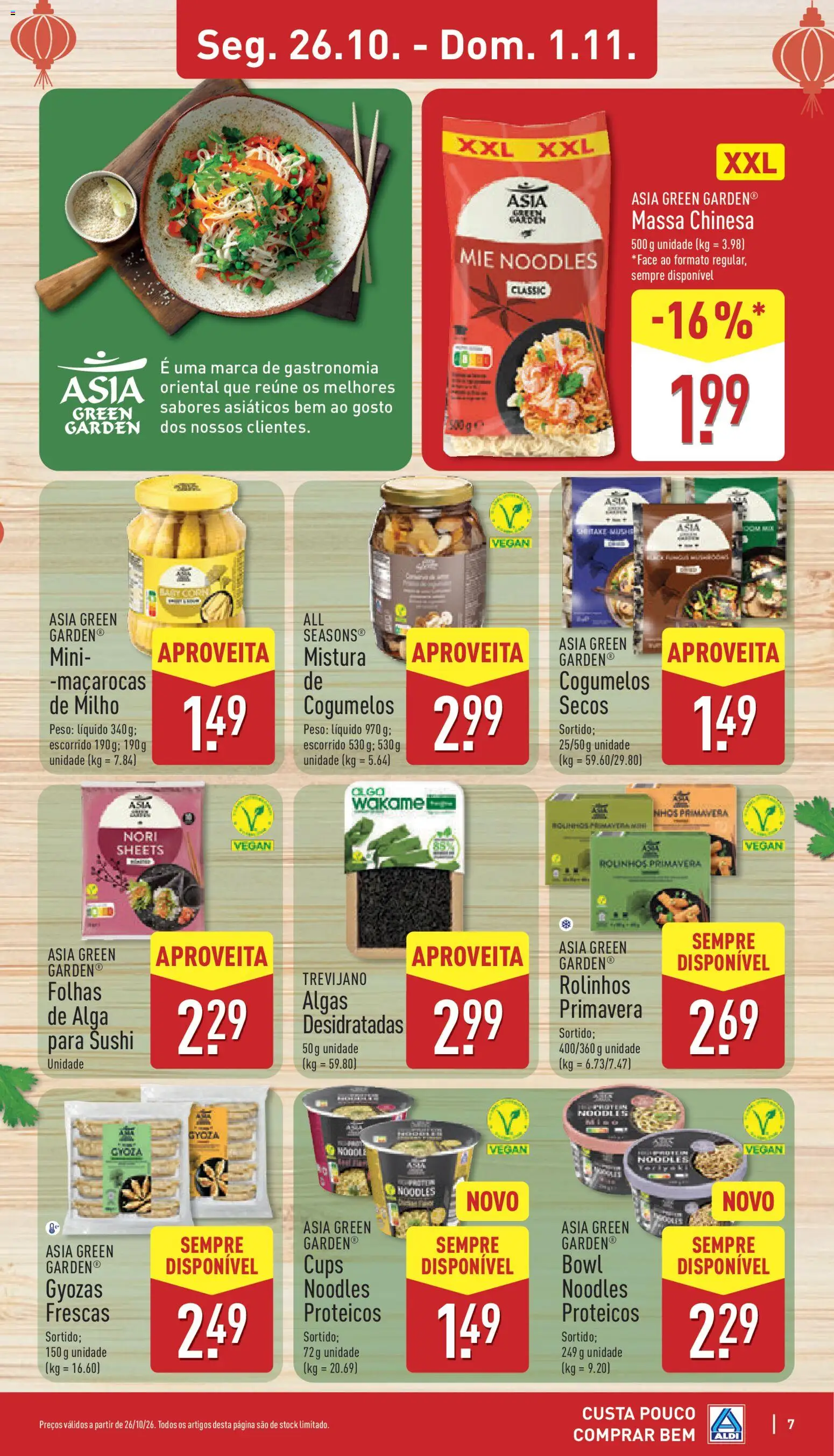 Aldi folheto │ válido de 26/10/2026 | Página: 7 | Produtos: Sushi, Massa, Cogumelos, Milho