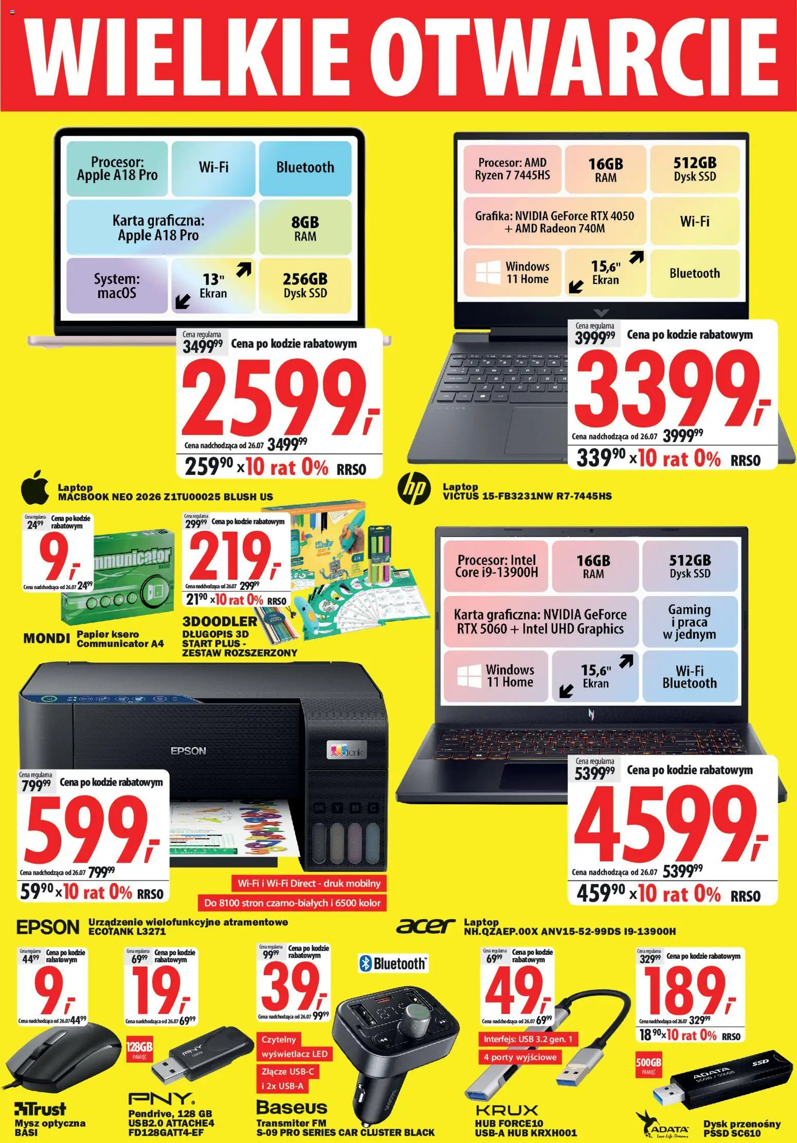 Mediaexpert promocje - Wielkie otwarcie Rybnik od 16.07.2026 | Strona: 5 | Produkty: Laptop, Mysz, Dysk, USB