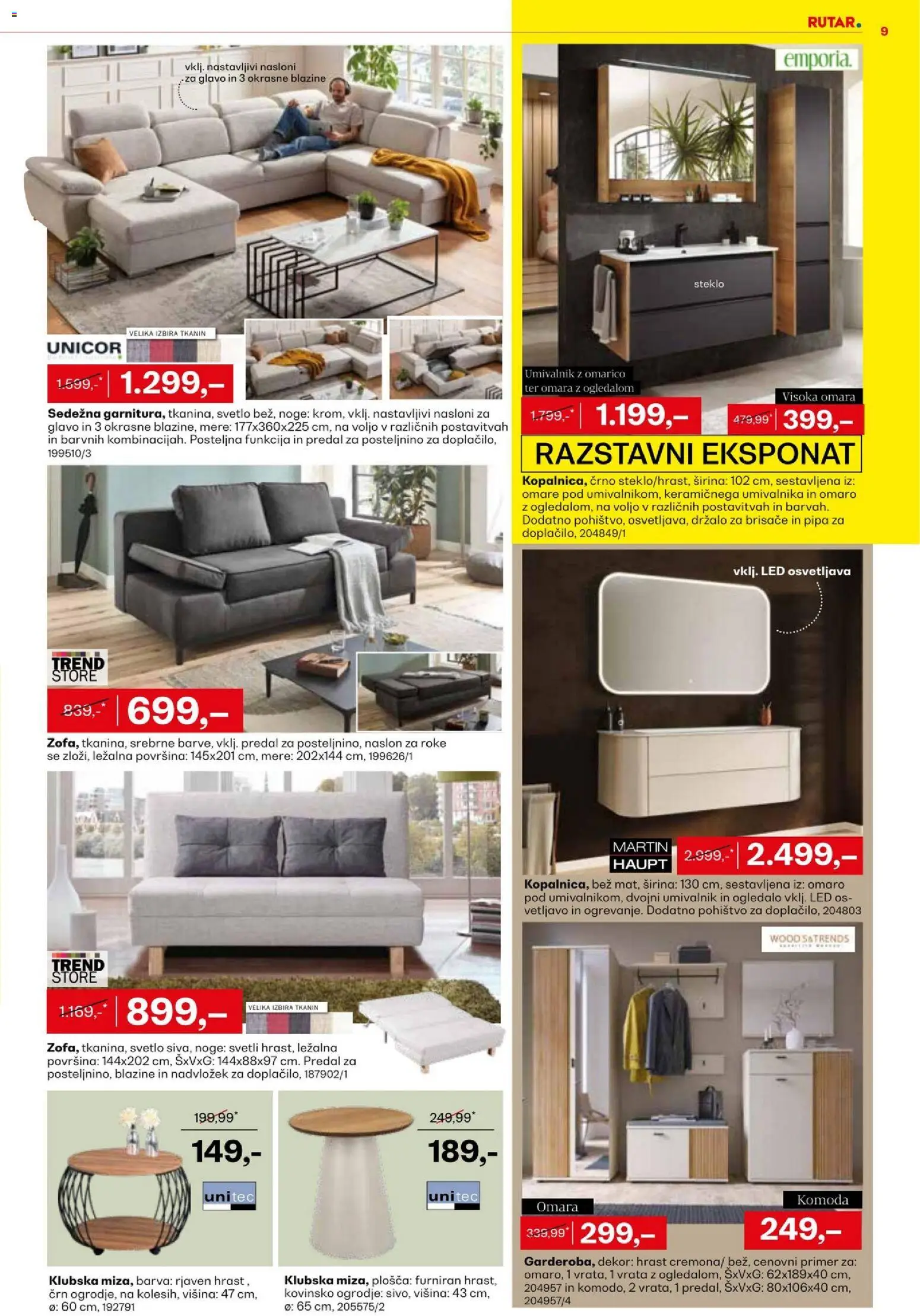 Novi Rutar katalog ponudbe – veljaven od 05.08.2026 | Stran: 9 | Izdelki: Nadvložek, Omara, Barva, Vrata