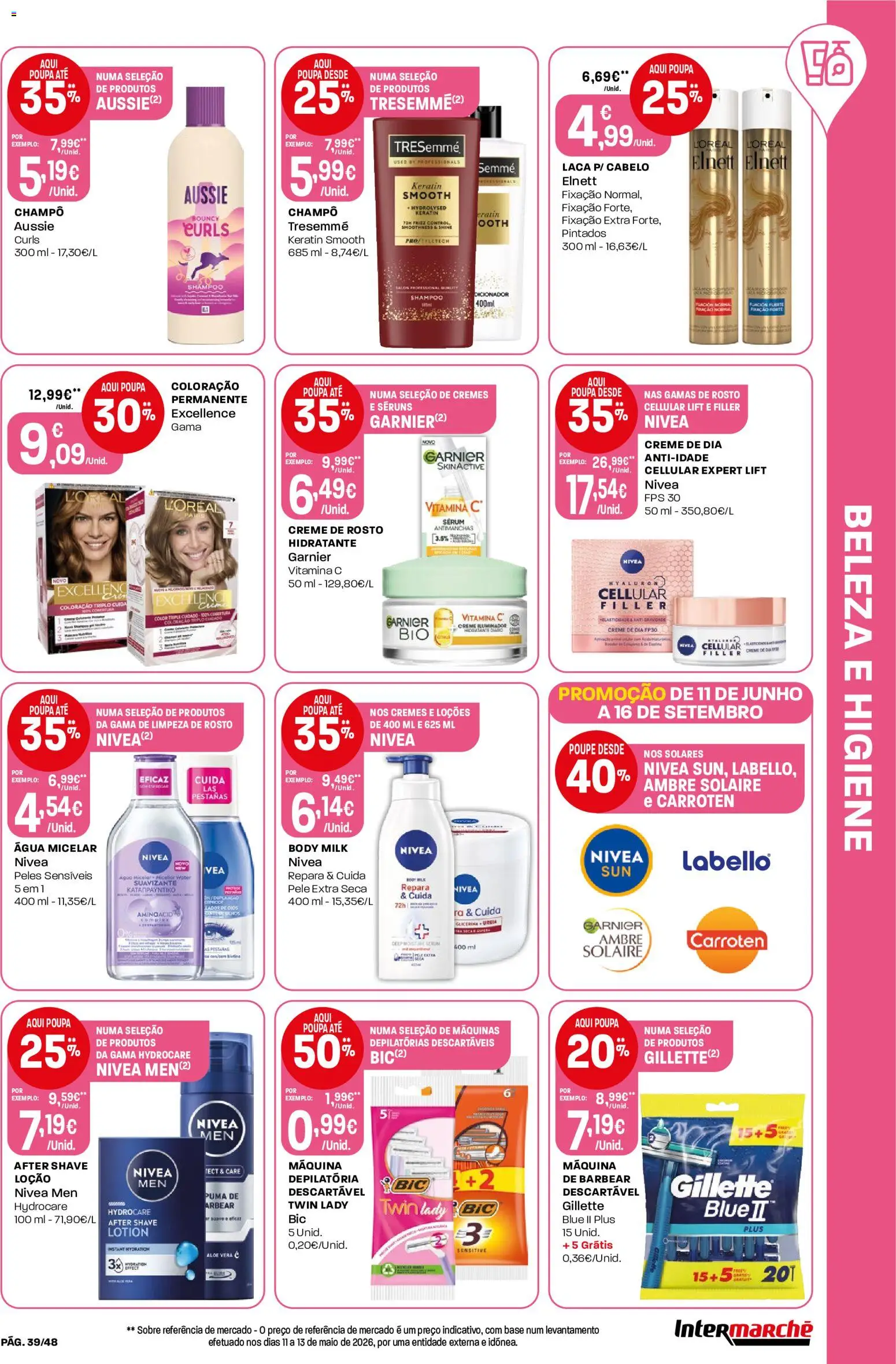 Intermarché folheto │ válido de 11.06.2026 | Página: 39 | Produtos: Shampoo, Base, Sérum, Creme