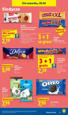 Pogląd oferty "FAZER Herbatniki Muminki, Herbatniki Muminki, 175 g, różne rodzaje" - ważna od 28.05.2026 | Strona: 63 | Produkty: Prince polo xxl, Herbatniki, Wafelki, Ciastka