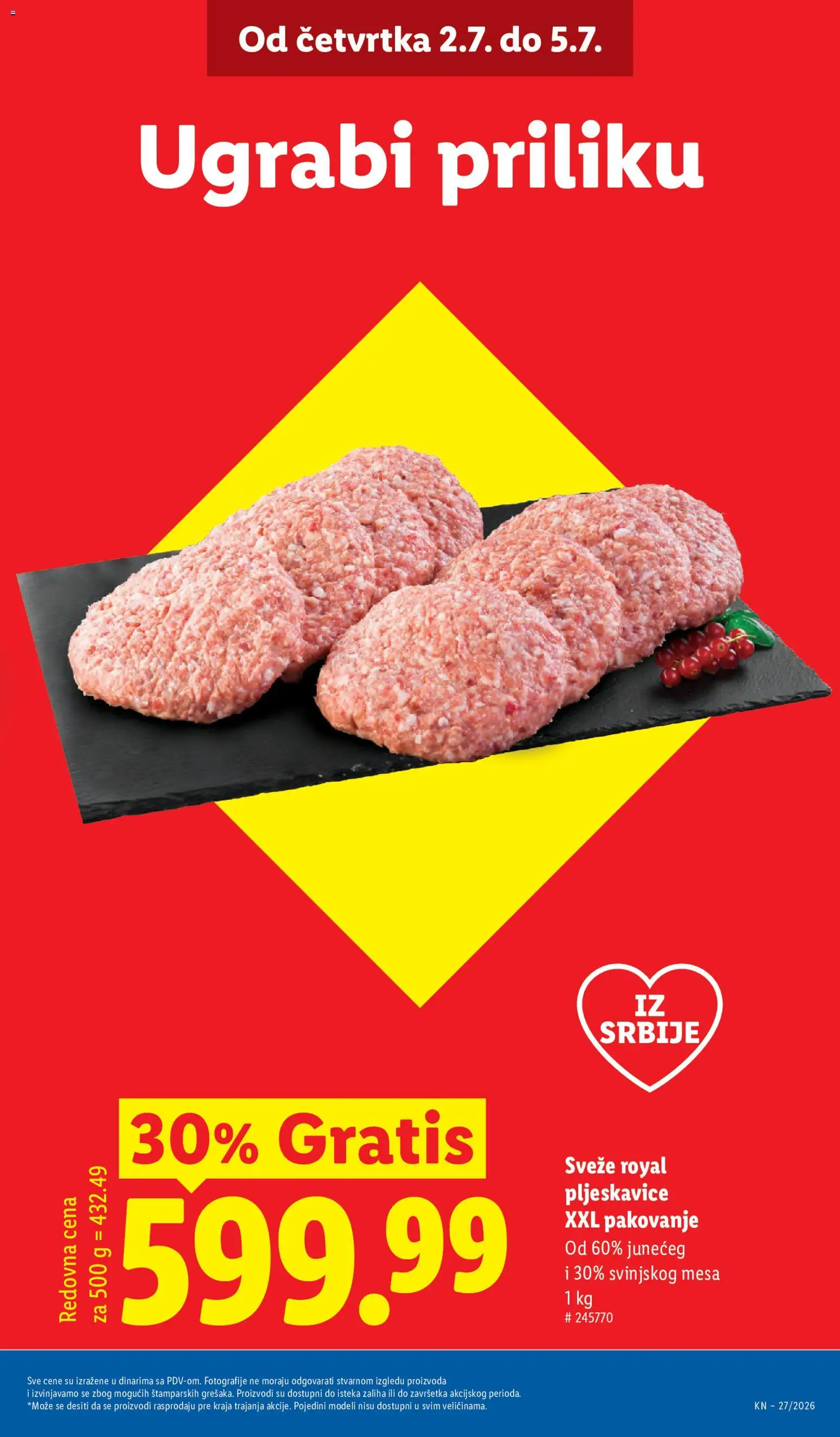 Lidl katalog - važi od 02.07.2026 | Strana: 3 | Proizvode: Pljeskavice, Burger, Pakovanje