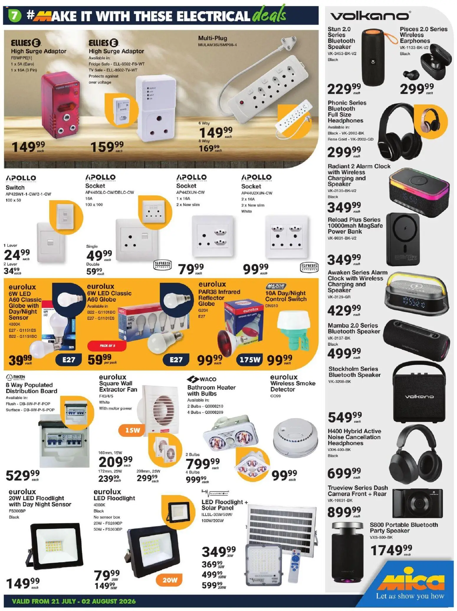 New MICA catalogue – valid from 21/07/2026 | Page: 7 | Products: Headphones, Speaker, Fan, Box