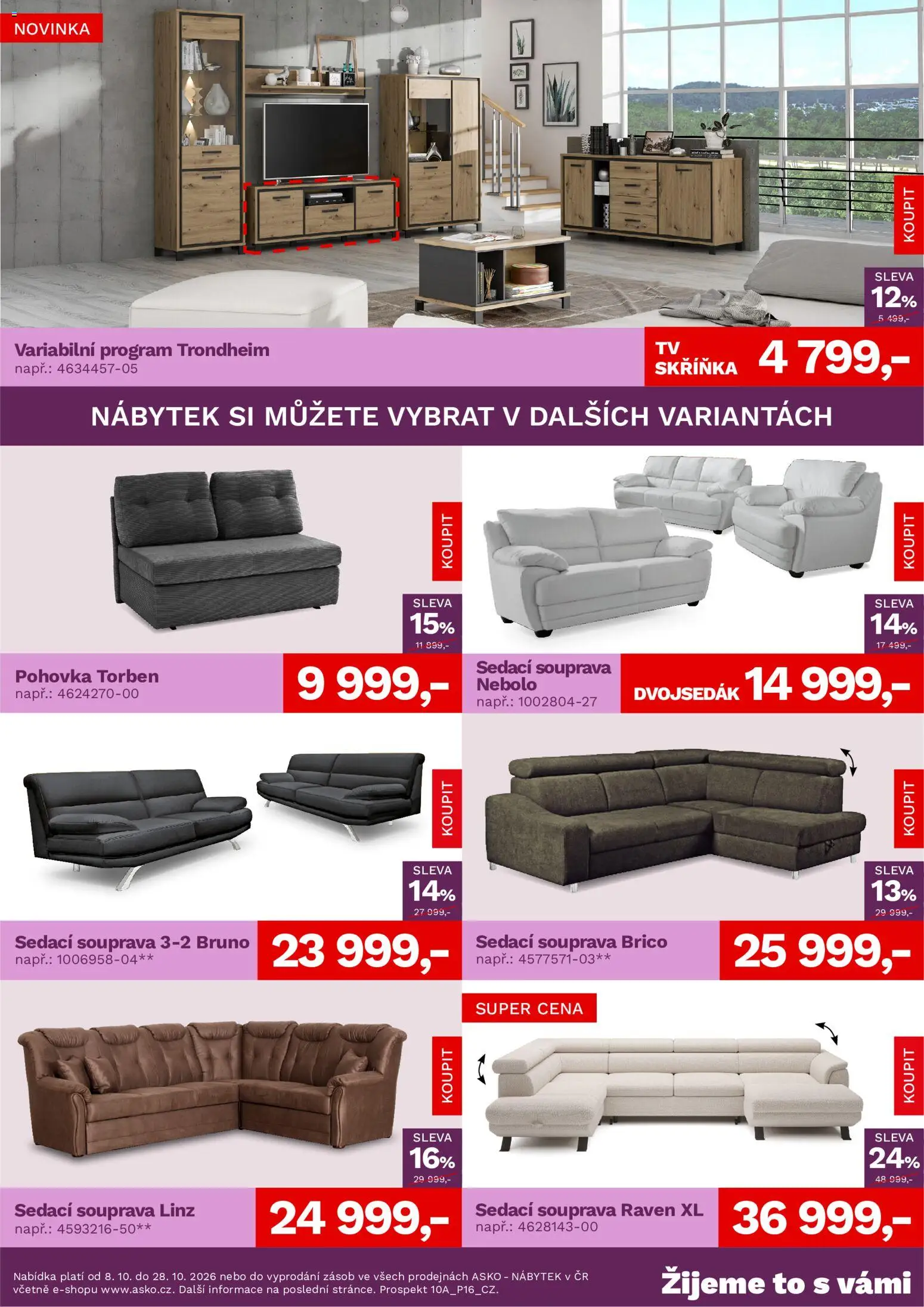 ASKO nábytek leták od 08.10.2026 | Strana: 2 | Produkty: Sedací souprava, Nábytek, Pohovka, Skříňka