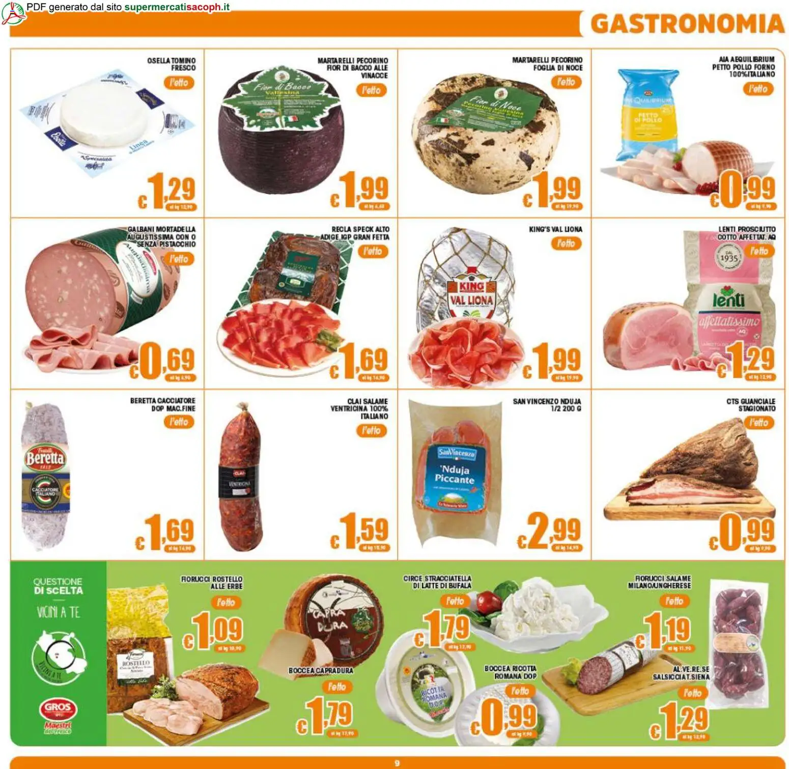 Volantino Sacoph del 10.06.2026 | Pagina: 9 | Prodotti: Speck, Latte, Mortadella, Ricotta