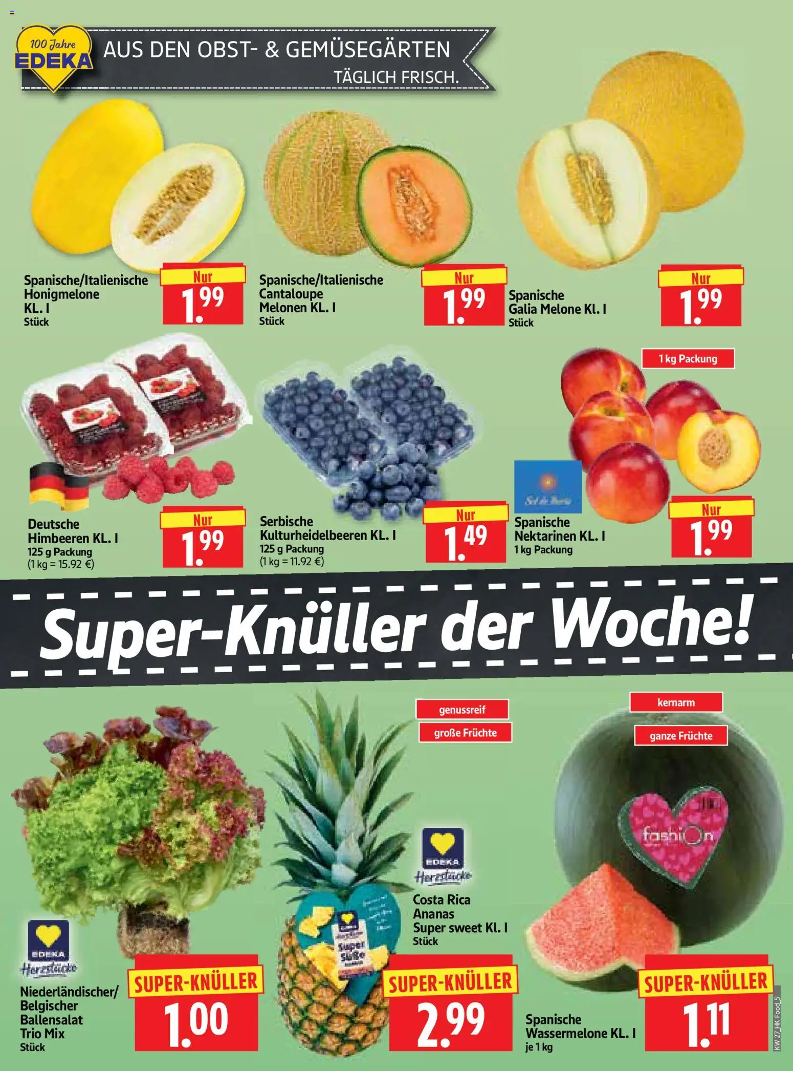 HERKULES Prospekt – gültig ab 29.06.2026 | Seite: 5 | Produkte: Himbeeren, Honigmelone, Wassermelone, Melone
