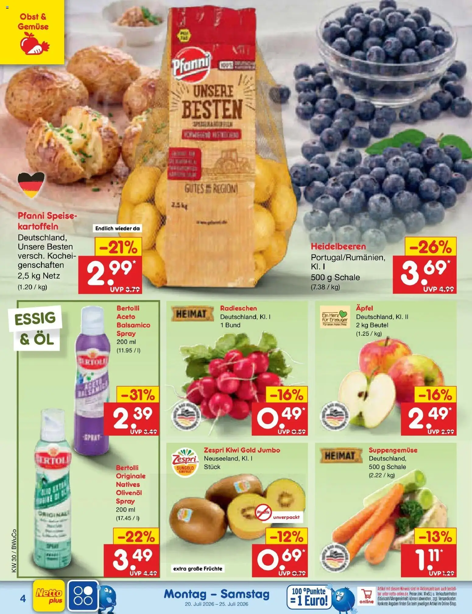 Netto Marken-Discount Prospekt Stemwede-Dielingen – gültig ab 20.07.2026 | Seite: 4 | Produkte: Öl, Äpfel, Obst, Kiwi