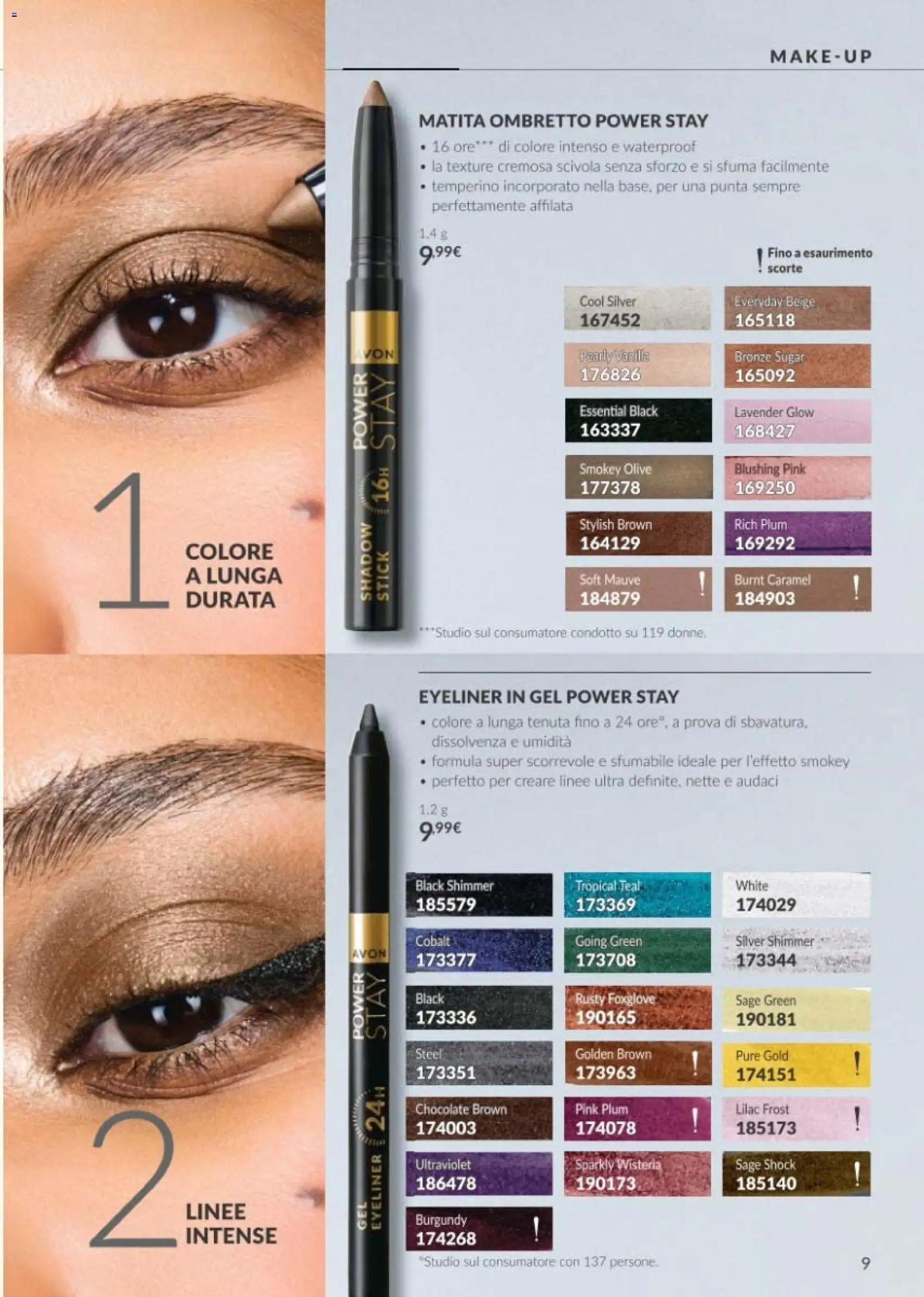 Volantino Avon del 01/10/2026 | Pagina: 9 | Prodotti: Ombretto, Eyeliner, Olive, Temperino