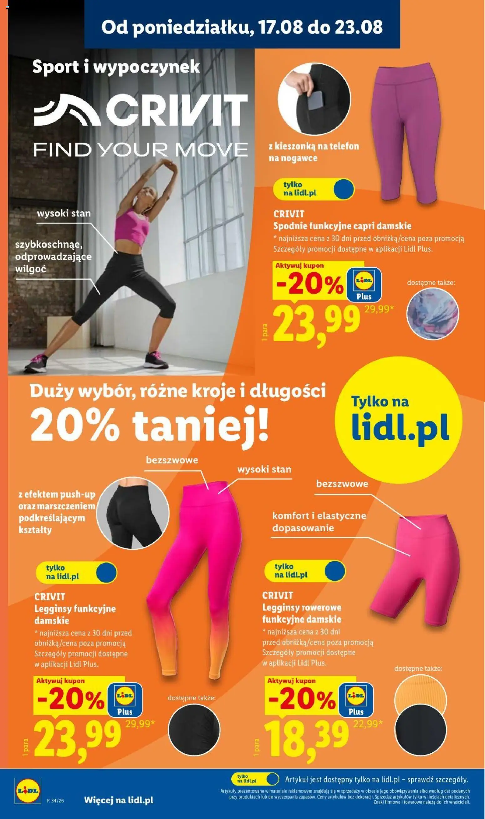 Lidl gazetka od 17.08.2026 | Strona: 20 | Produkty: Spodnie, Legginsy, Telefon