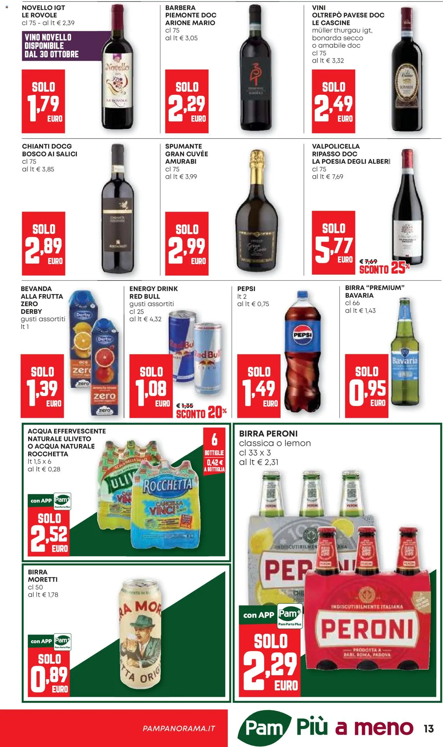 Volantino PAM del 22/10/2026 | Pagina: 13 | Prodotti: Birra, Spumante, Red Bull, Pepsi