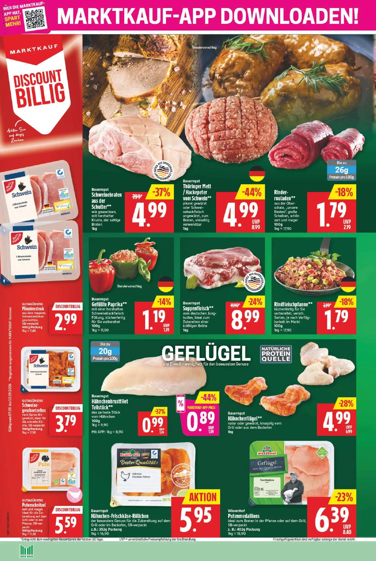 Marktkauf Prospekt – gültig ab 07.09.2026 | Seite: 4 | Produkte: Brühe, Putenschnitzel, Suppenfleisch, Frischkase