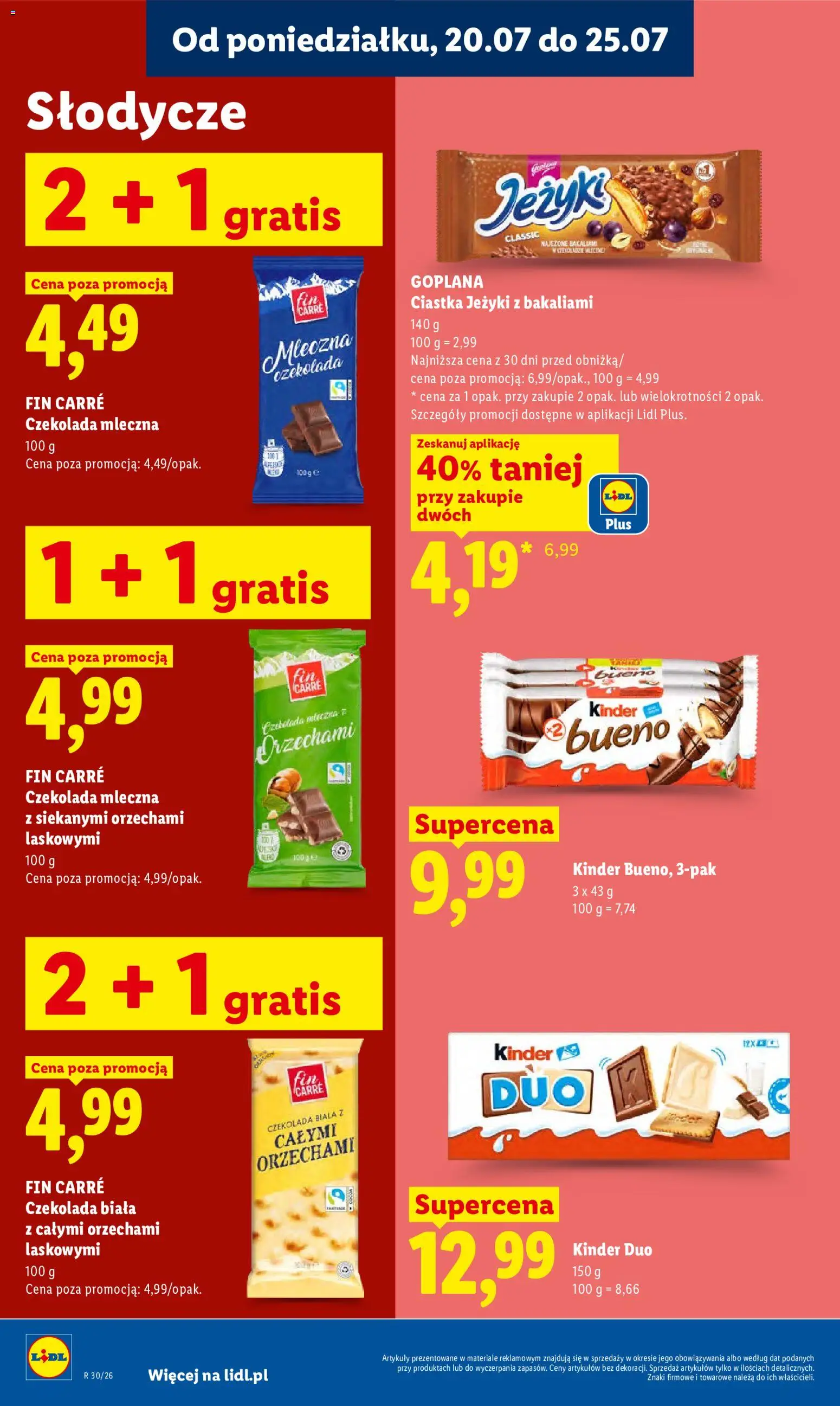 Lidl gazetka od 20.07.2026 | Strona: 84 | Produkty: Słodycze, Czekolada mleczna, Kinder czekolada, Czekolada