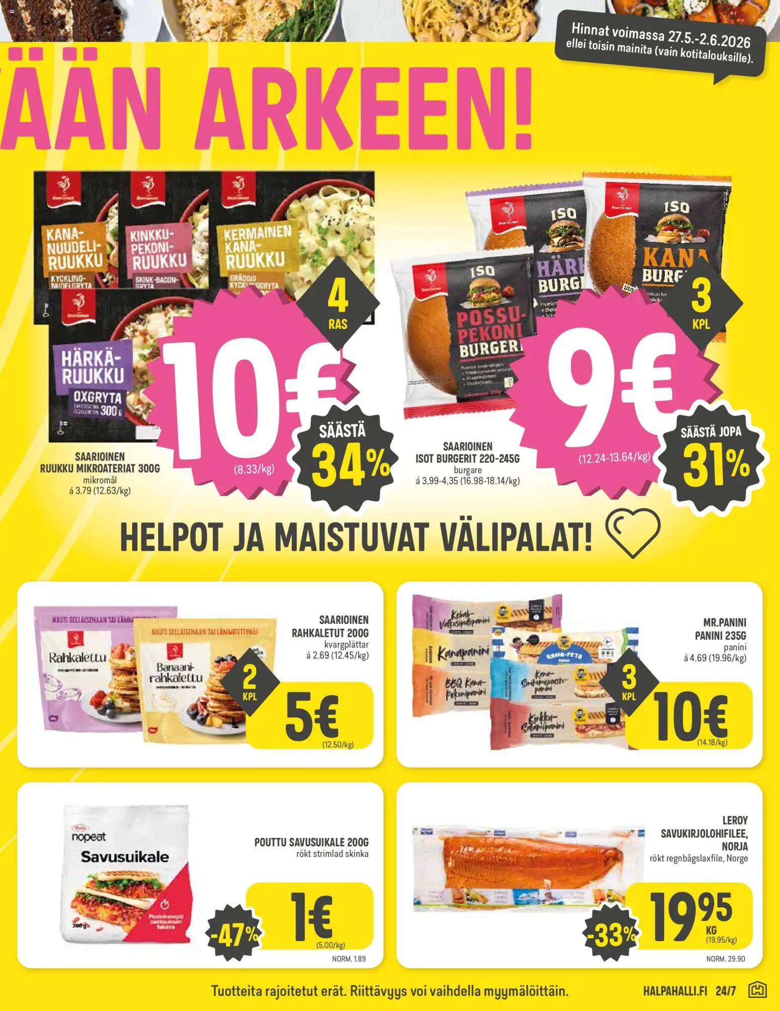Halpa Halli tarjoukset – voimassa 27.05.2026 alkaen | Sivu: 3 | Tuotteet: Kana, Pekoni, Voi, Kinkku