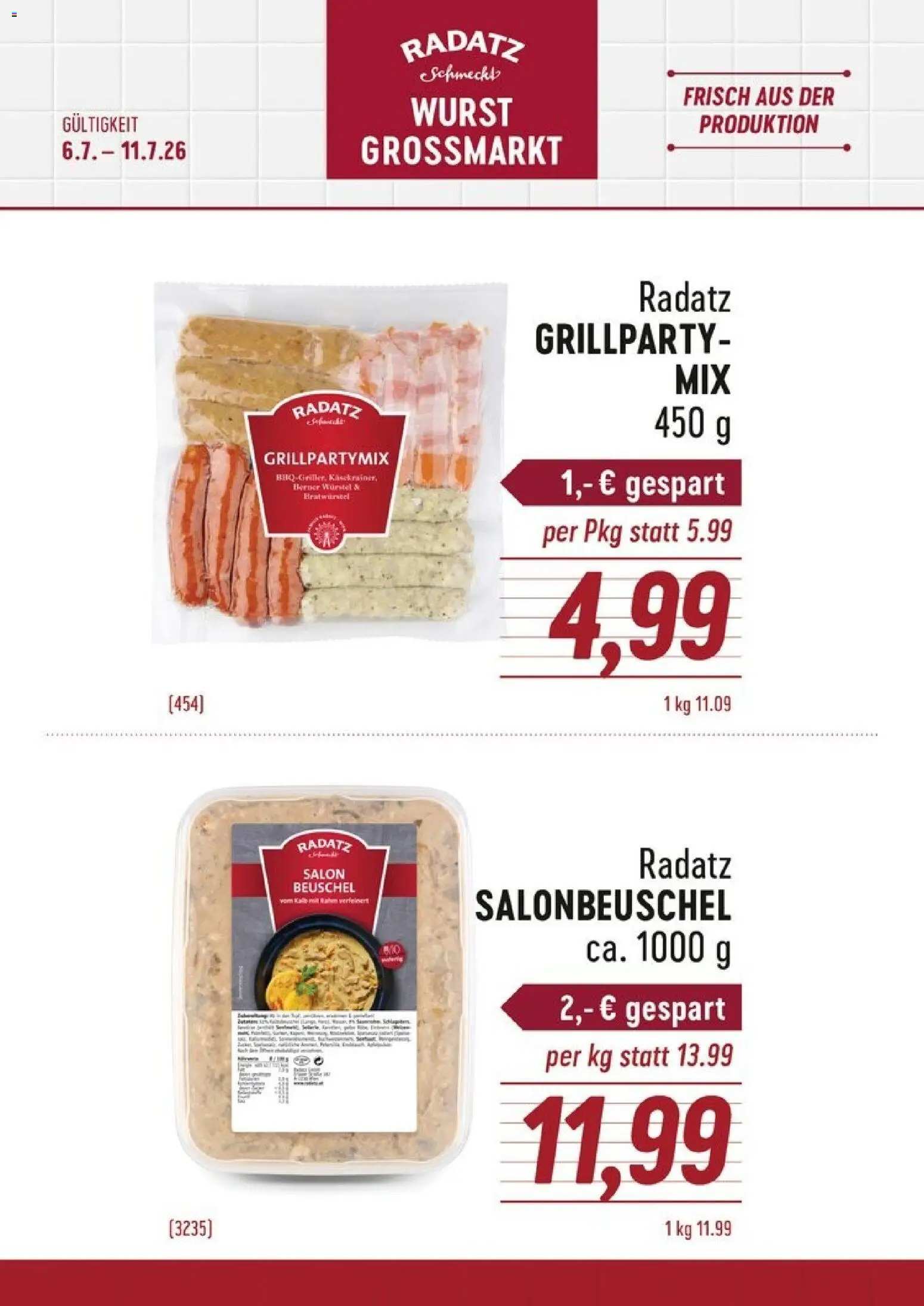 Radatz Flugblatt gültig ab 06.07.2026 | Seite: 1 | Produkte: Wurst