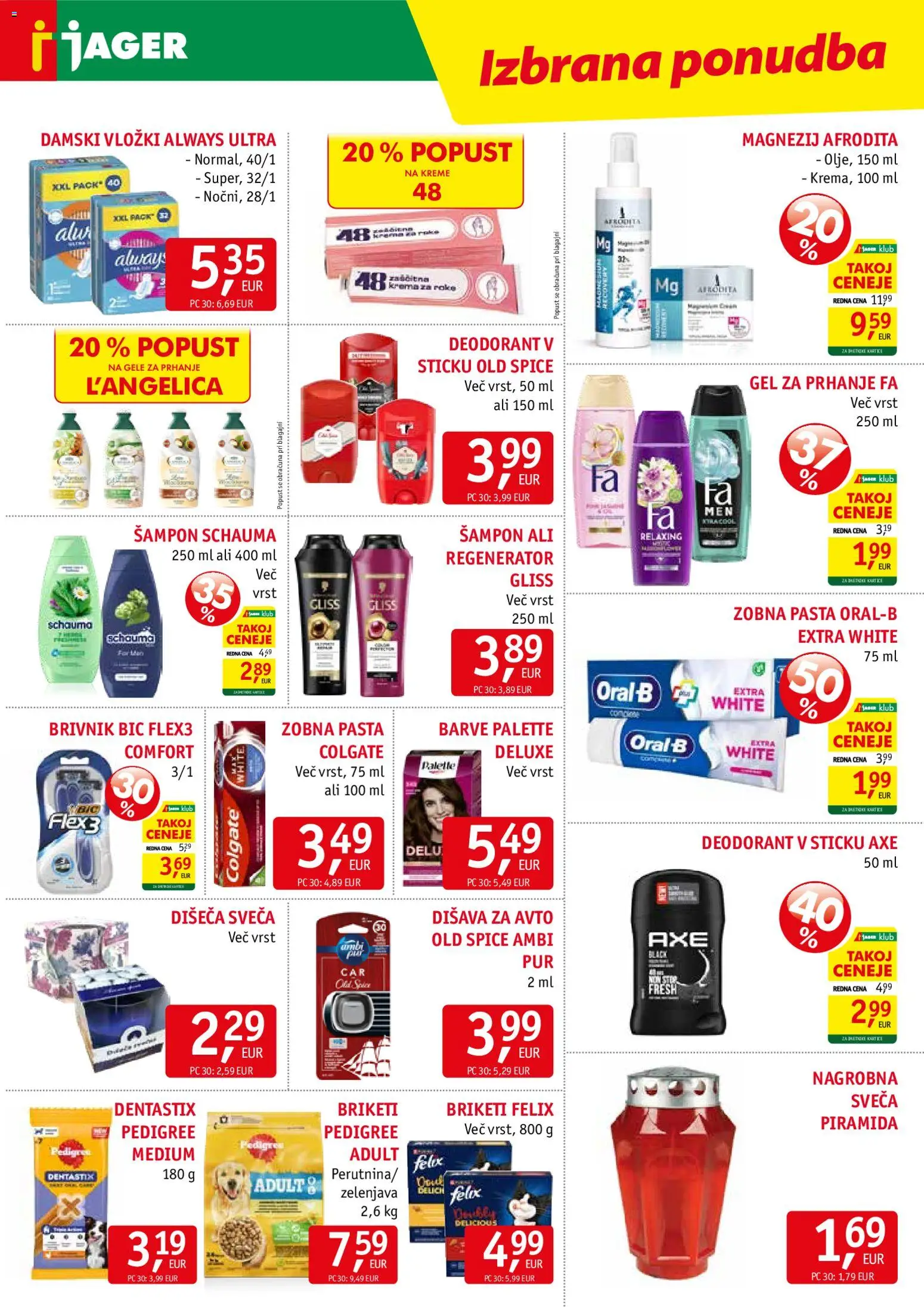 Novi Jager katalog ponudbe – veljaven od 02.09.2026 | Stran: 14 | Izdelki: Vložki, Disava, Sampon, Brivnik