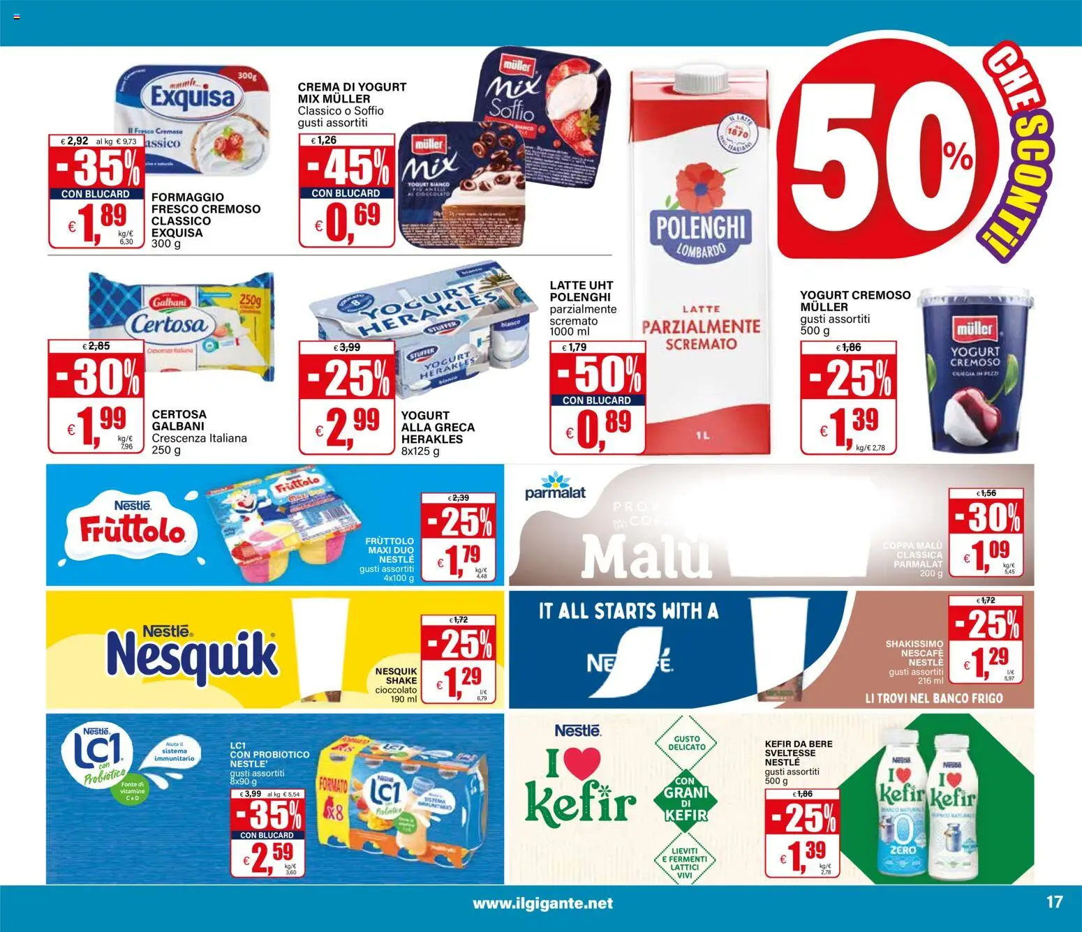 Volantino Il Gigante del 13/08/2026 | Pagina: 17 | Prodotti: Kefir, Cioccolato, Latte, Crescenza
