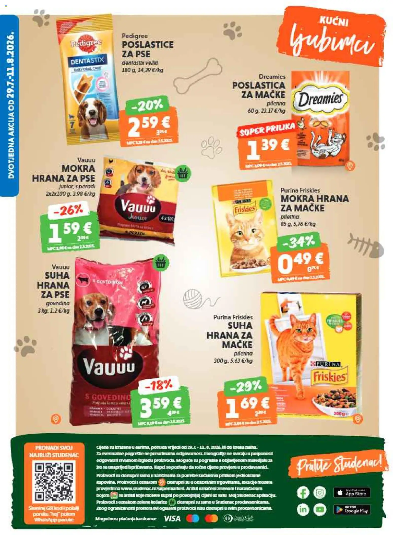 Studenac katalog | vrijedi od 29.07.2026 | Stranica: 38 | Proizvodi: Piletina, Hrana za pse, Hrana za mačke, Suha hrana za pse