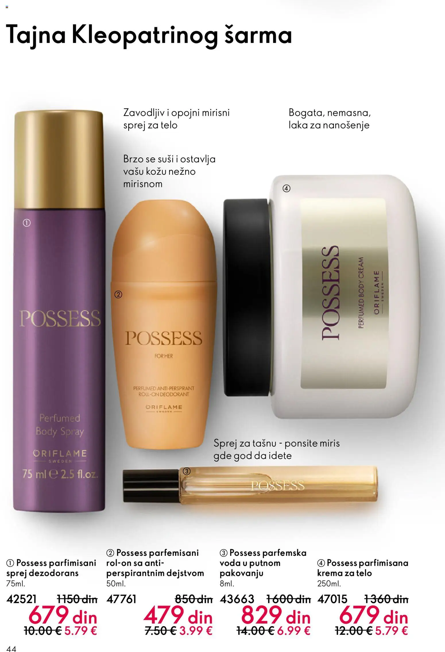Oriflame katalog - važi od 03.06.2026 | Strana: 44 | Proizvode: Miris, Voda, Krema za telo, Antiperspirant