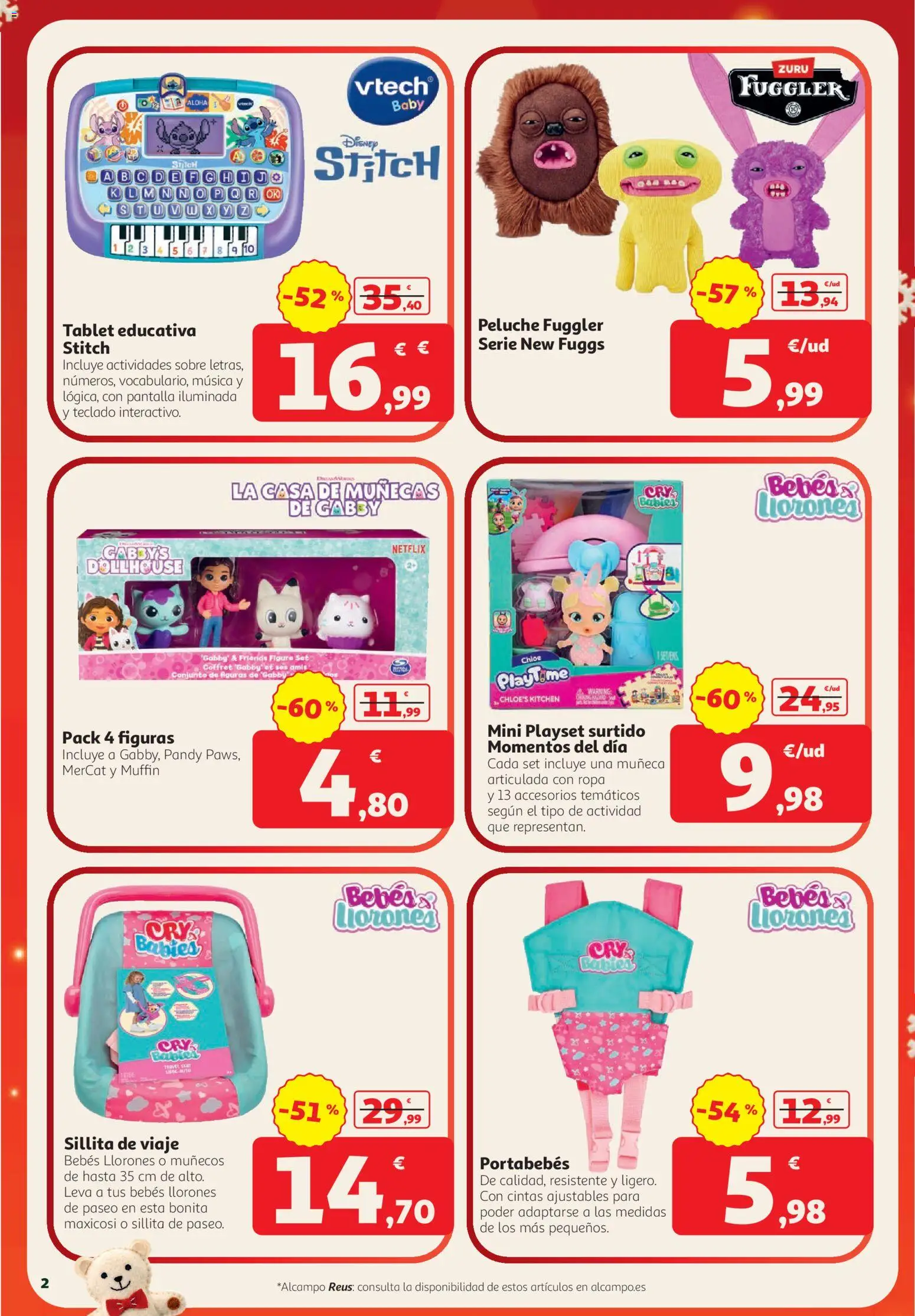 Alcampo folleto Alcañiz │ válido desde el 22/10/2026 | Página: 2 | Productos: Casa de muñecas, Tablet, Ropa, Teclado