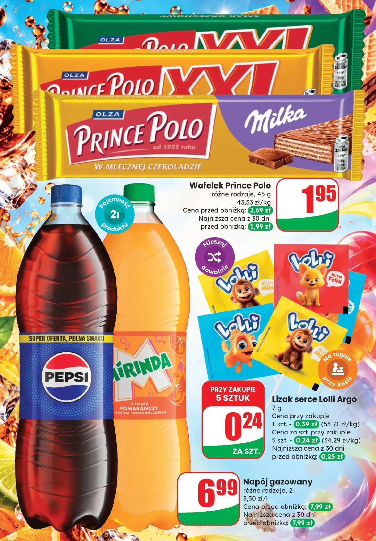 Dino gazetka - Weekendowe Okazje od 09.10.2026 | Strona: 2 | Produkty: Pepsi, Milka, Wafelek, Prince polo
