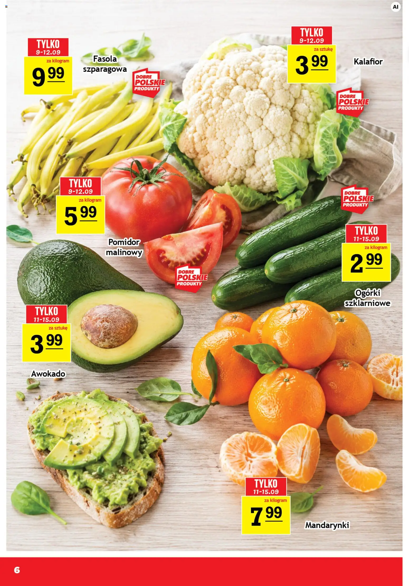 Gram Market gazetka od 09.09.2026 | Strona: 6 | Produkty: Pomidor, Fasola, Mandarynki, Awokado