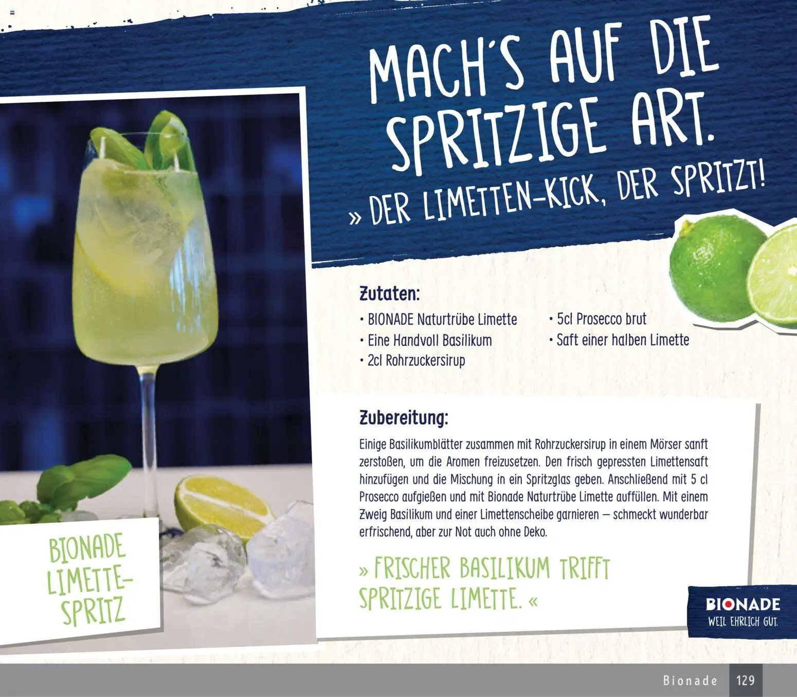 Edeka Struve Wein– und Spirituosen – gültig ab 14.11.2025 | Seite: 129 | Produkte: Bionade, Prosecco, Limette, Saft