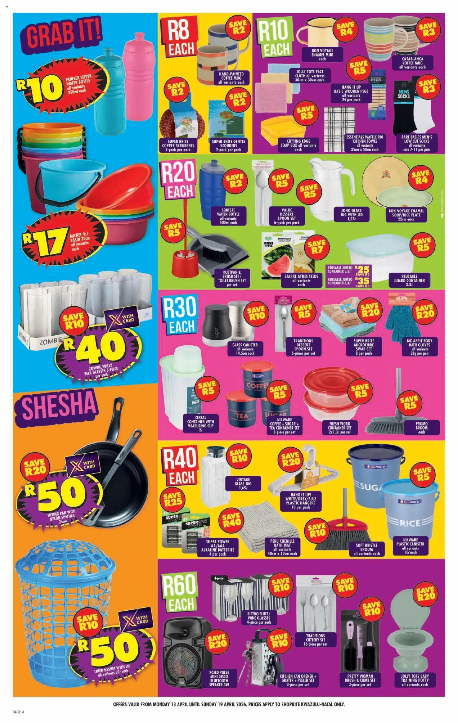 New Shoprite catalogue – valid from 13.04.2026 | Page: 4 | Products: Towel, Beer, Enamel, Soap