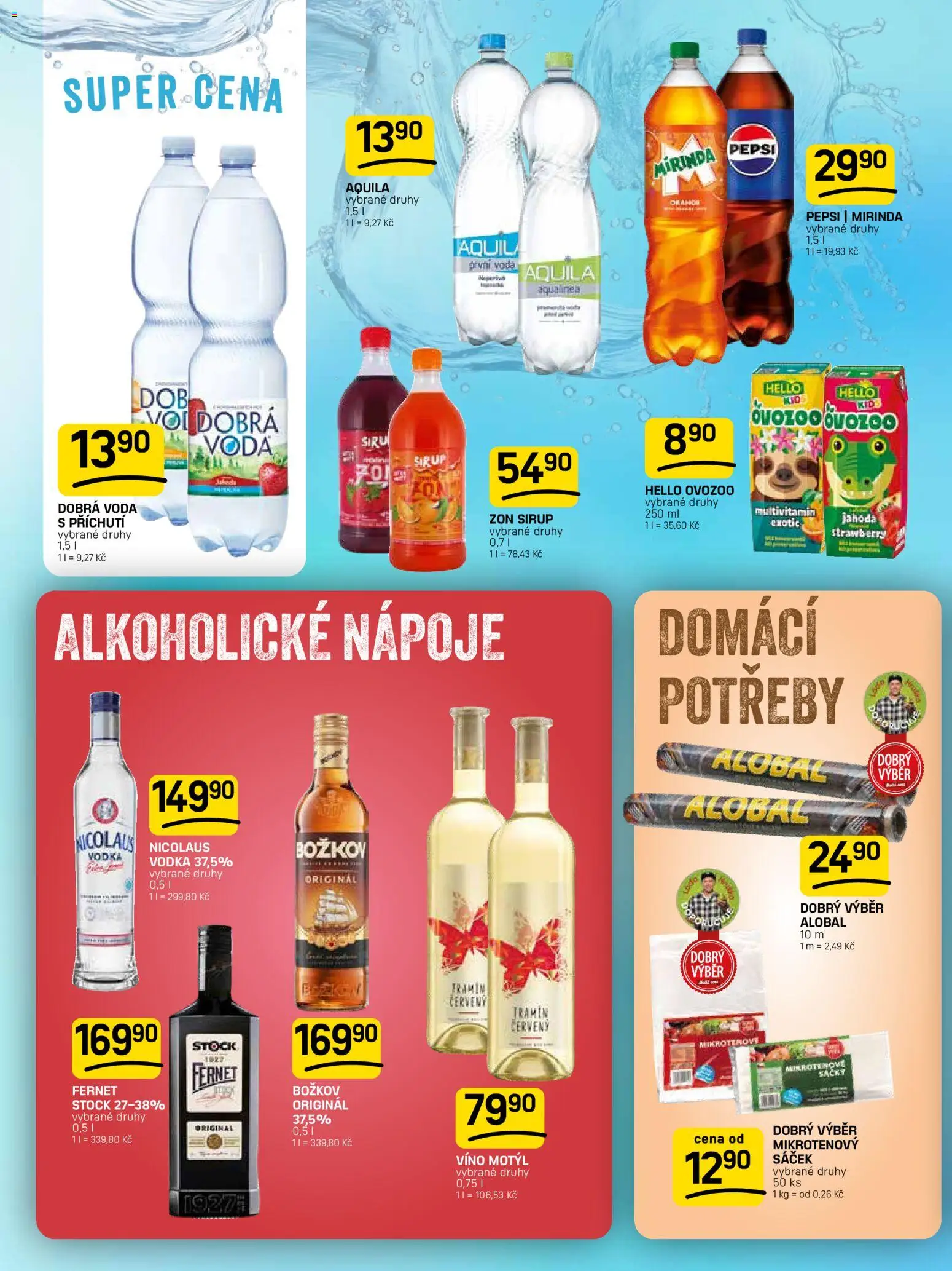 Flop leták od 13.05.2026 | Strana: 14 | Produkty: Voda, Alkoholické nápoje, Božkov, Sáček