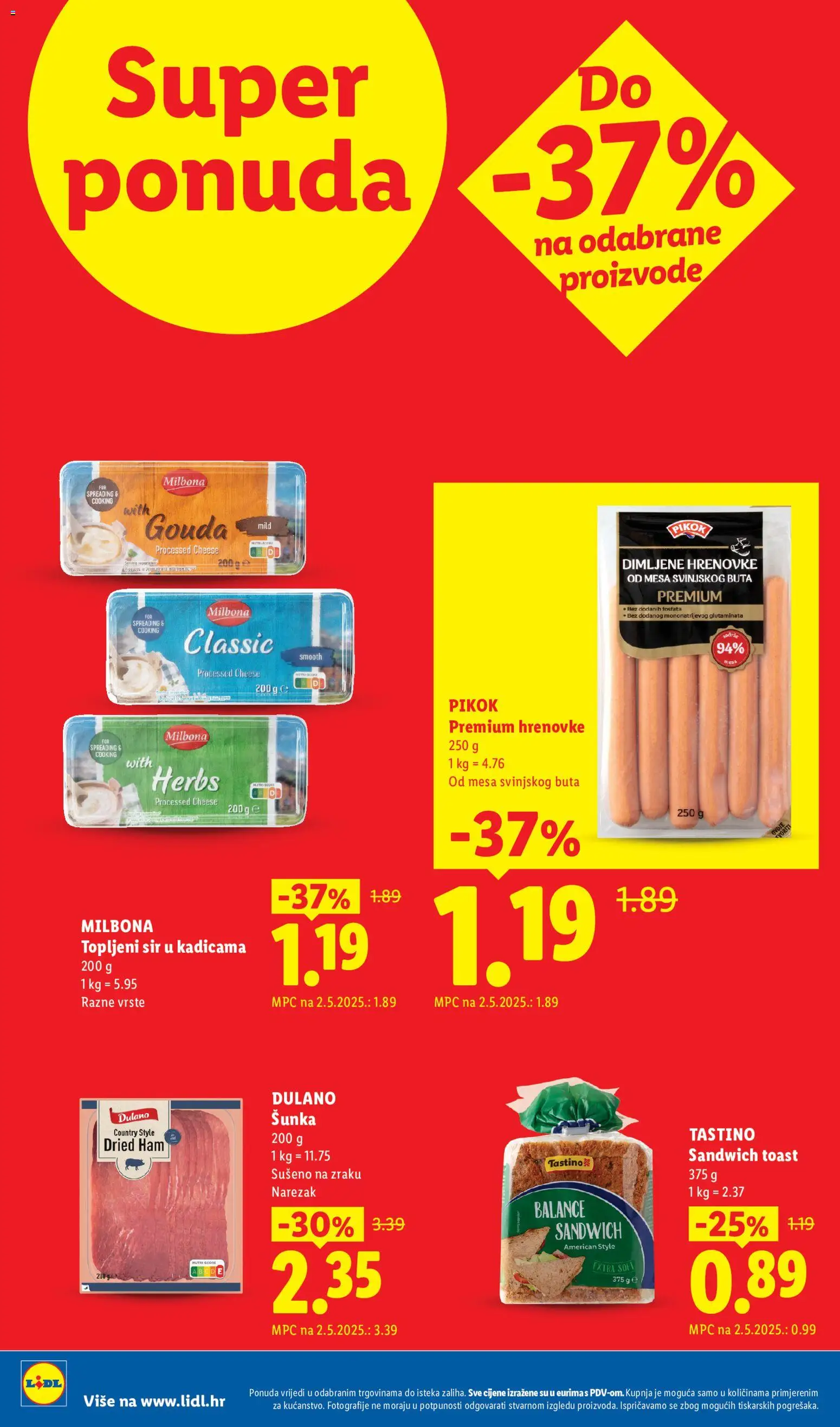 Lidl katalog | vrijedi od 15.06.2026 | Stranica: 2 | Proizvodi: Sir, Šunka, Hrenovke, Gouda