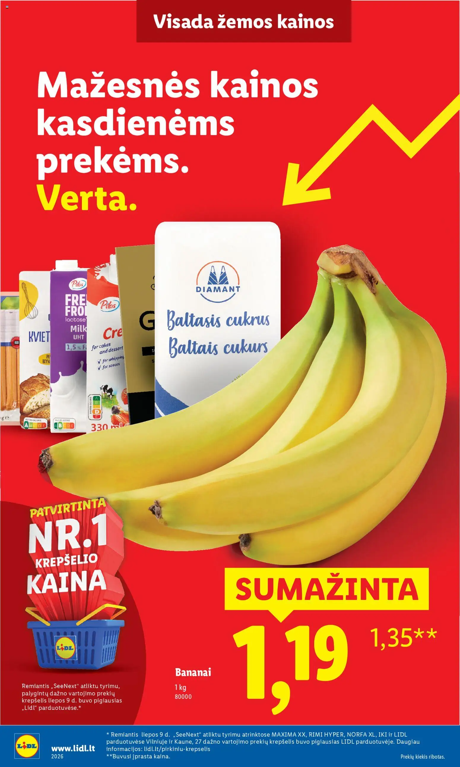 LIDL akcijos nuo 2026.08.17 | Puslapis: 10 | Prekių: Krepšelis, Cukrus, Bananai