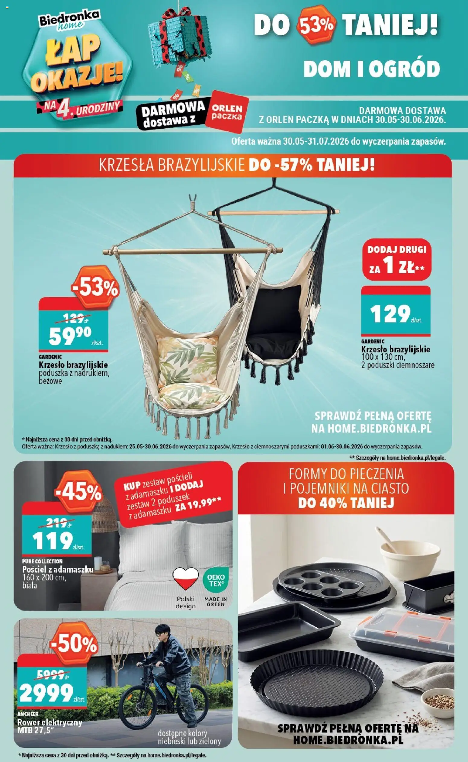 Biedronka gazetka - Home od 30.05.2026 | Strona: 9 | Produkty: Pościel, Rower, Poduszka, Krzesło