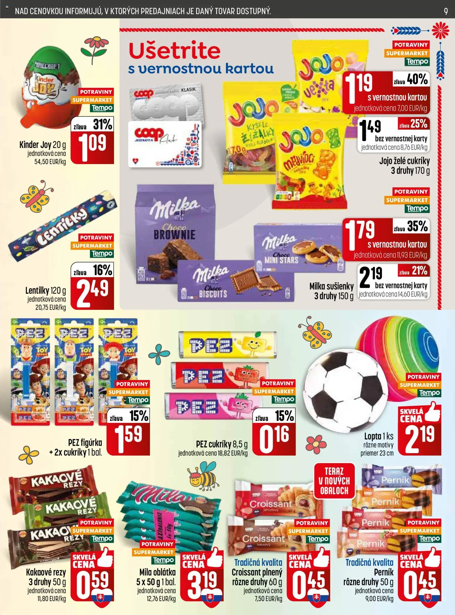 Nové COOP Jednota akcie – leták je platný od 28.05.2026 | Strana: 9 | Produkty: Croissant, Mila, Milka, Kakao