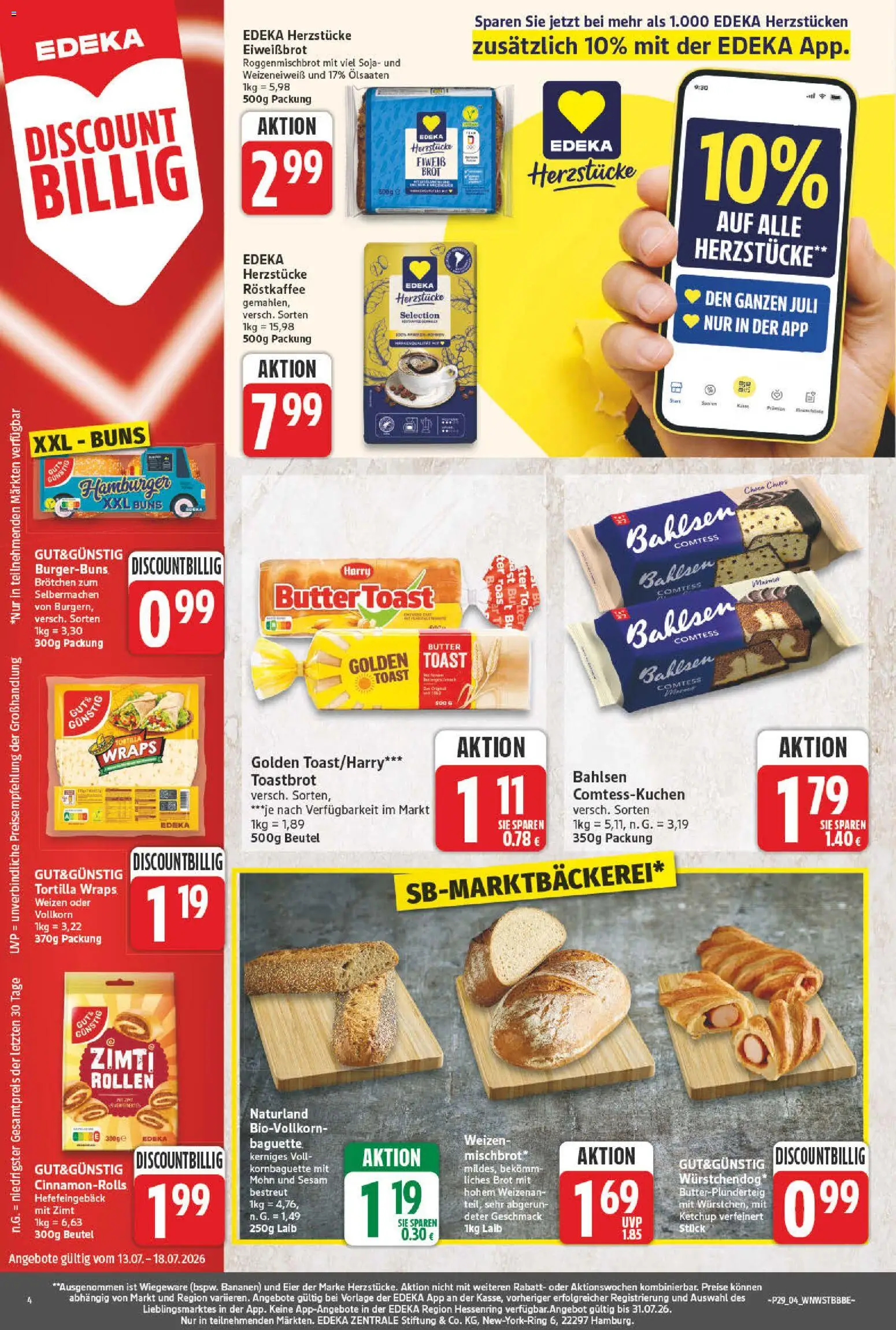 NP Discount Prospekt – gültig ab 13.07.2026 | Seite: 4 | Produkte: Eier, Bananen, Brot, Chips