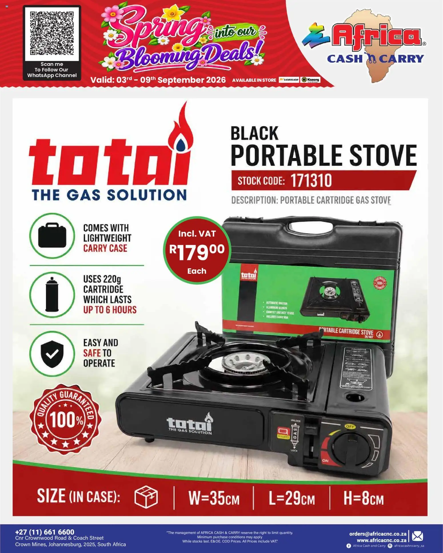 New Africa Cash & Carry catalogue – valid from 03/09/2026 | Page: 35 | Products: Case, Stove, Gas stove, Stock
