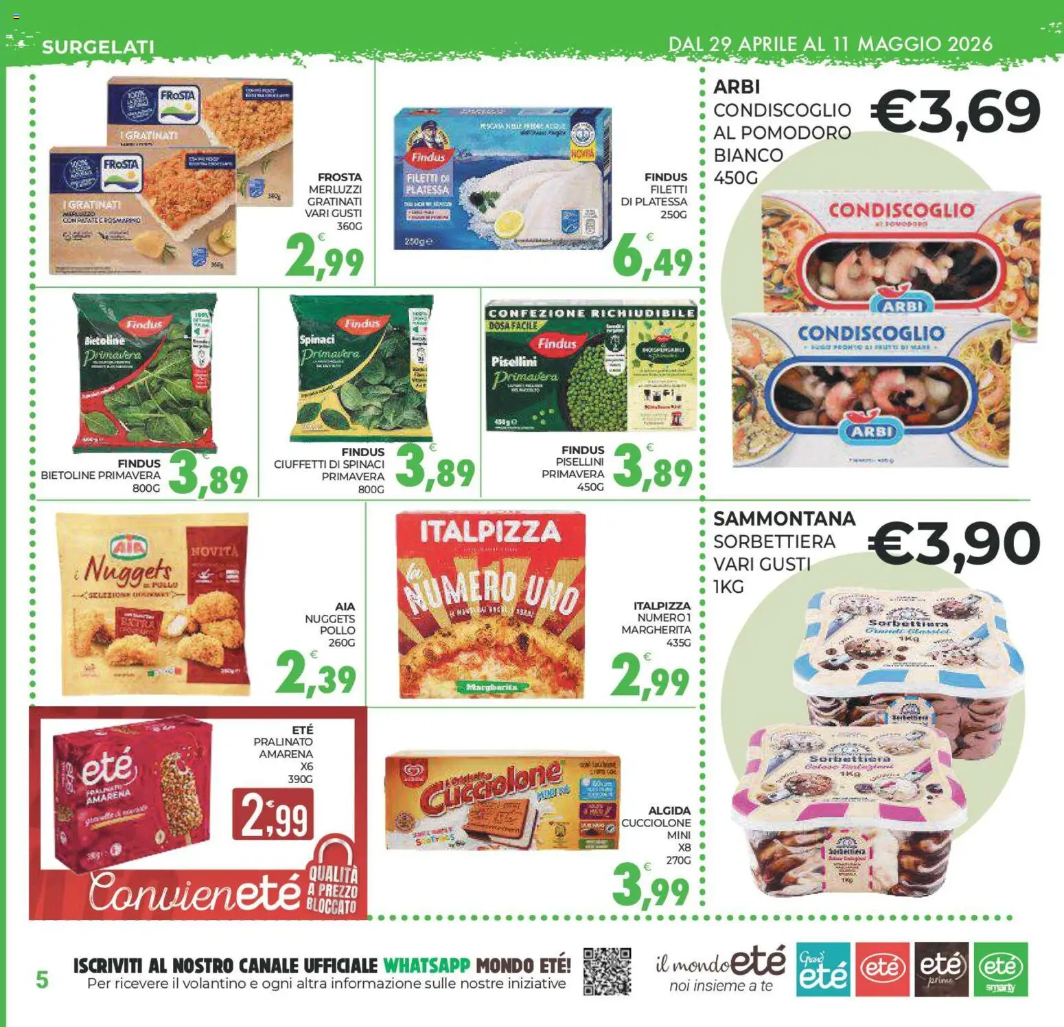 Volantino Eté del 29.04.2026 | Pagina: 5 | Prodotti: Pollo, Nuggets, Spinaci, Amarena