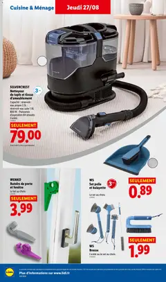 LIDL - Prévisualisation de SILVERCREST Nettoyeur de tapis et tissus d'ameublement, Capacité : réservoir eau propre 2.5L - réservoir eau usée 1.9L 800 W - Puissance d'aspiration 84 airwatts L'unité. valide à partir de 27/08/2026 | Page: 38